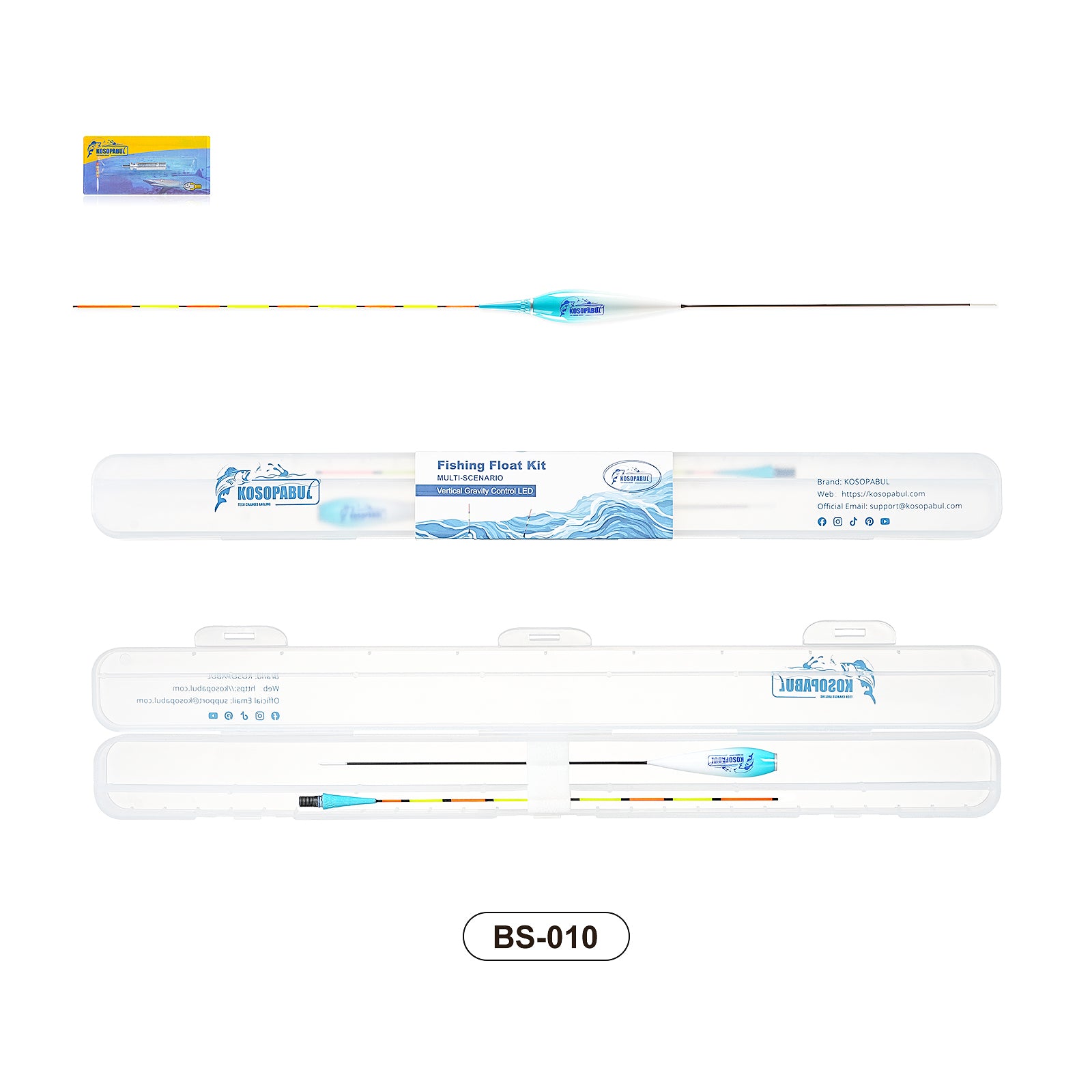 Kosopabul Shallow & Still Water(0.8-1.5 meters) Vertical Gravity Sensing LED Fishing Float Kit
