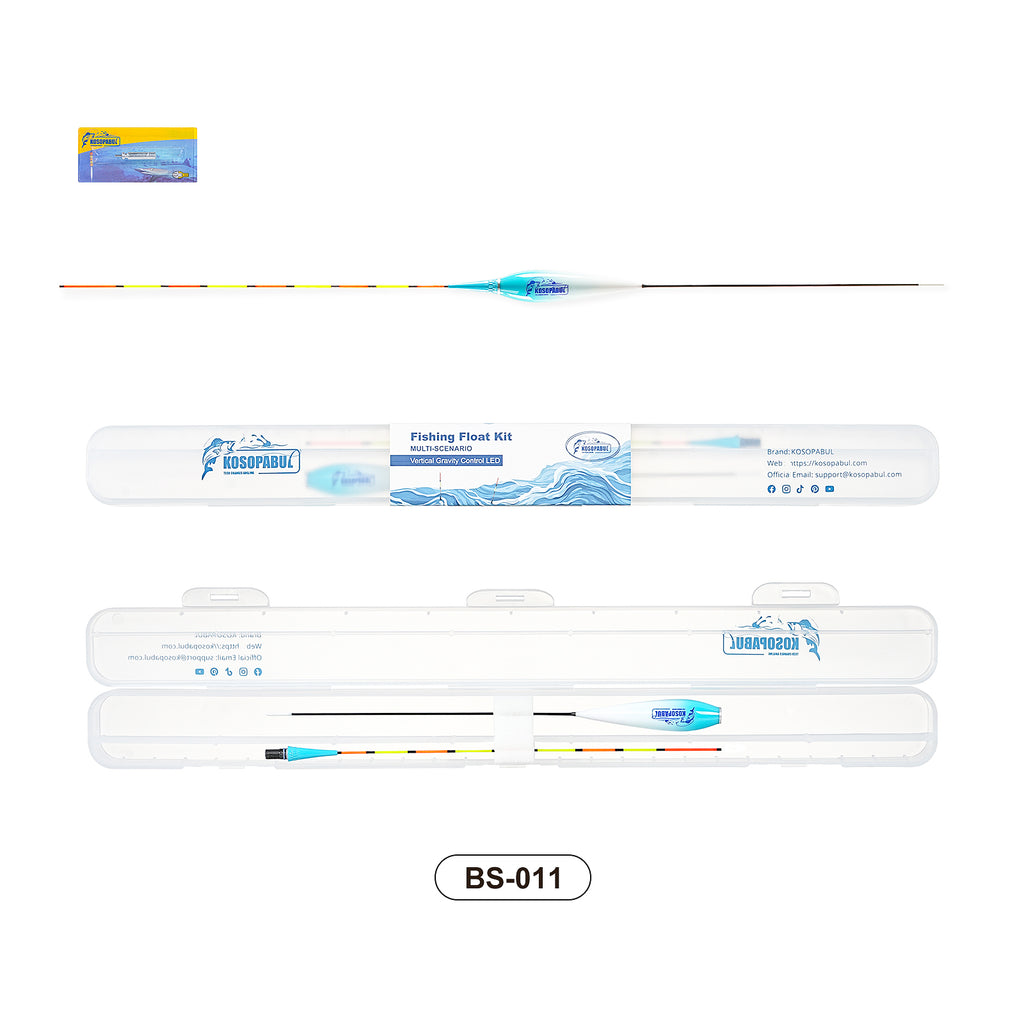 Kosopabul Shallow & Still Water(0.8-1.5 meters) Vertical Gravity Sensing LED Fishing Float Kit
