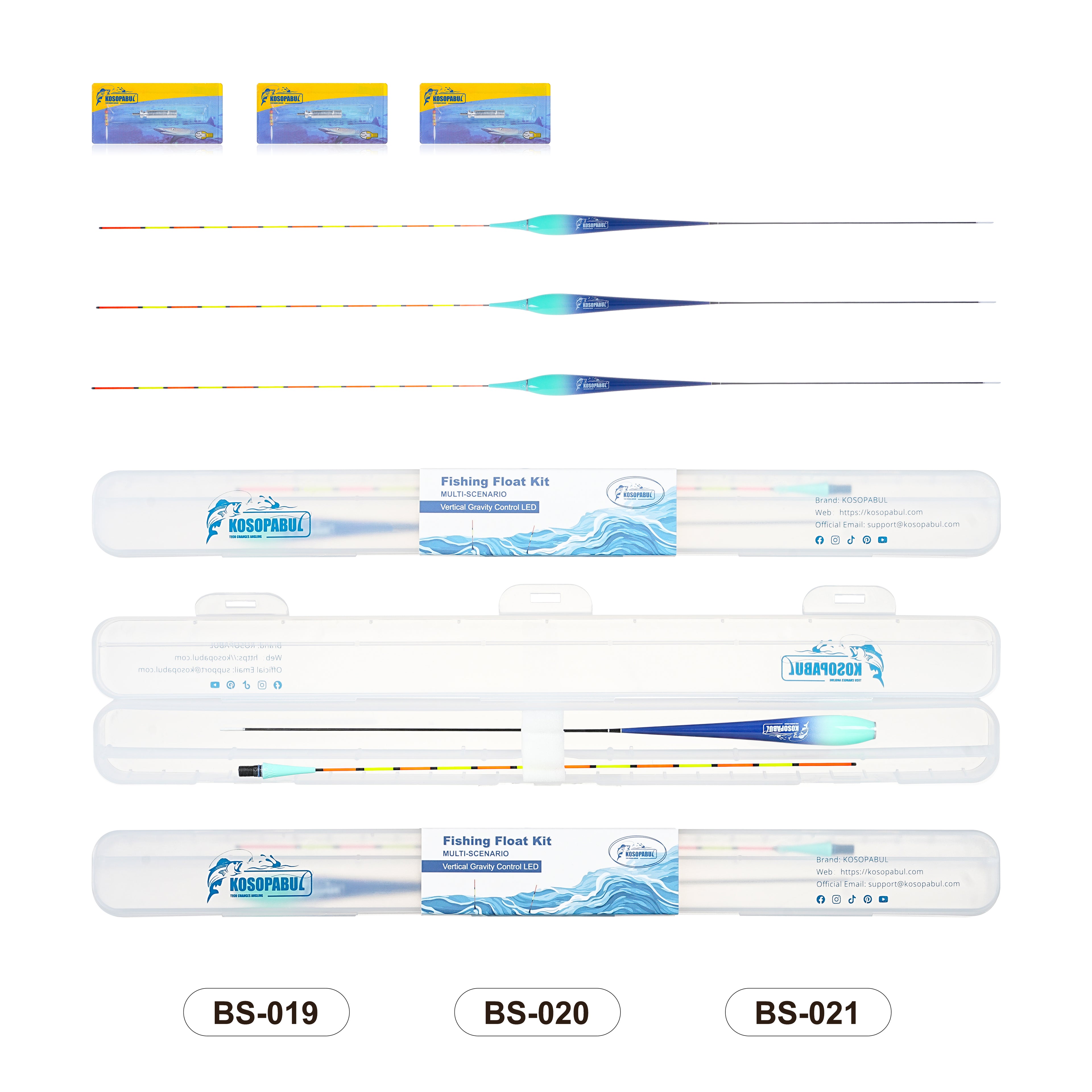 Kosopabul Shallow & Moving Water(1-3 meters) Vertical Gravity Sensing LED Fishing Float Kit