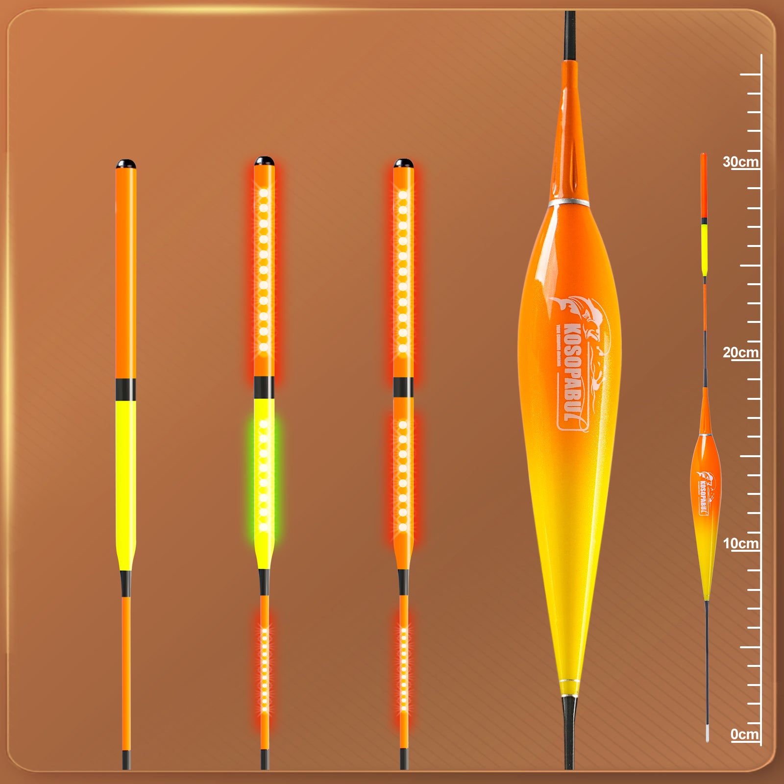 Kosopabul Deep Stillwater(5-12 meters) Vertical Gravity Sensing LED Fishing Float Kit
