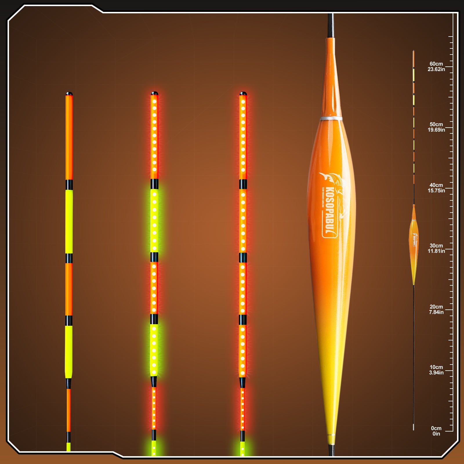 Kosopabul Deep Stillwater(3-6 meters) Vertical Gravity Sensing LED Fishing Float Kit