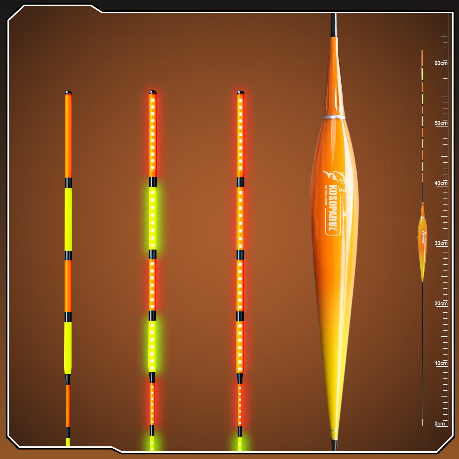 Kosopabul Deep Stillwater(3-6 meters) Vertical Gravity Sensing LED Fishing Float Kit