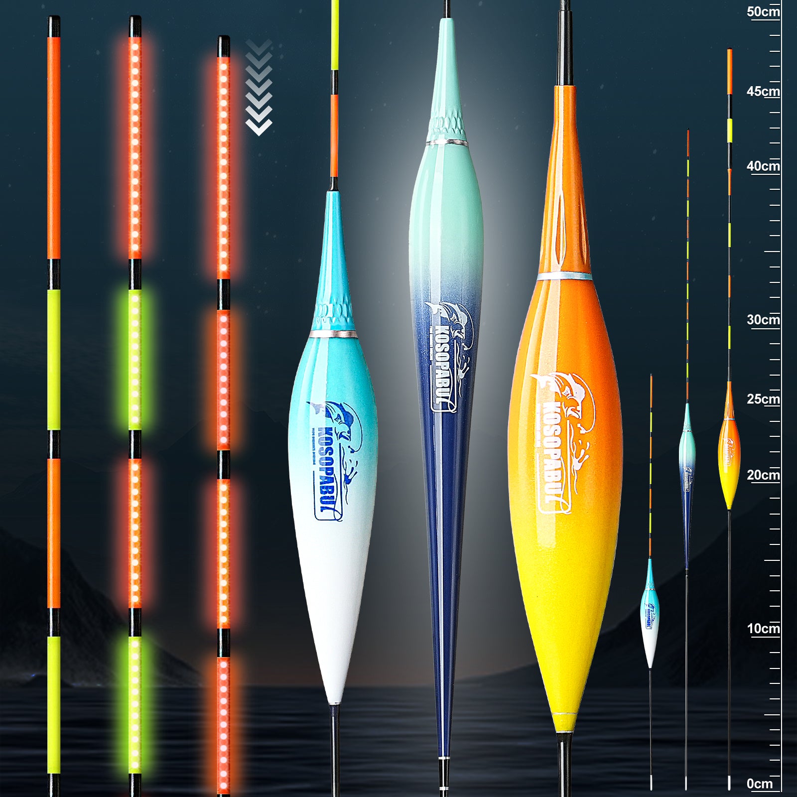 Kosopabul Multi-Scenes Moving Water Vertical Gravity Sensing LED Fishing Float Kit (Beginner Friendly Set)