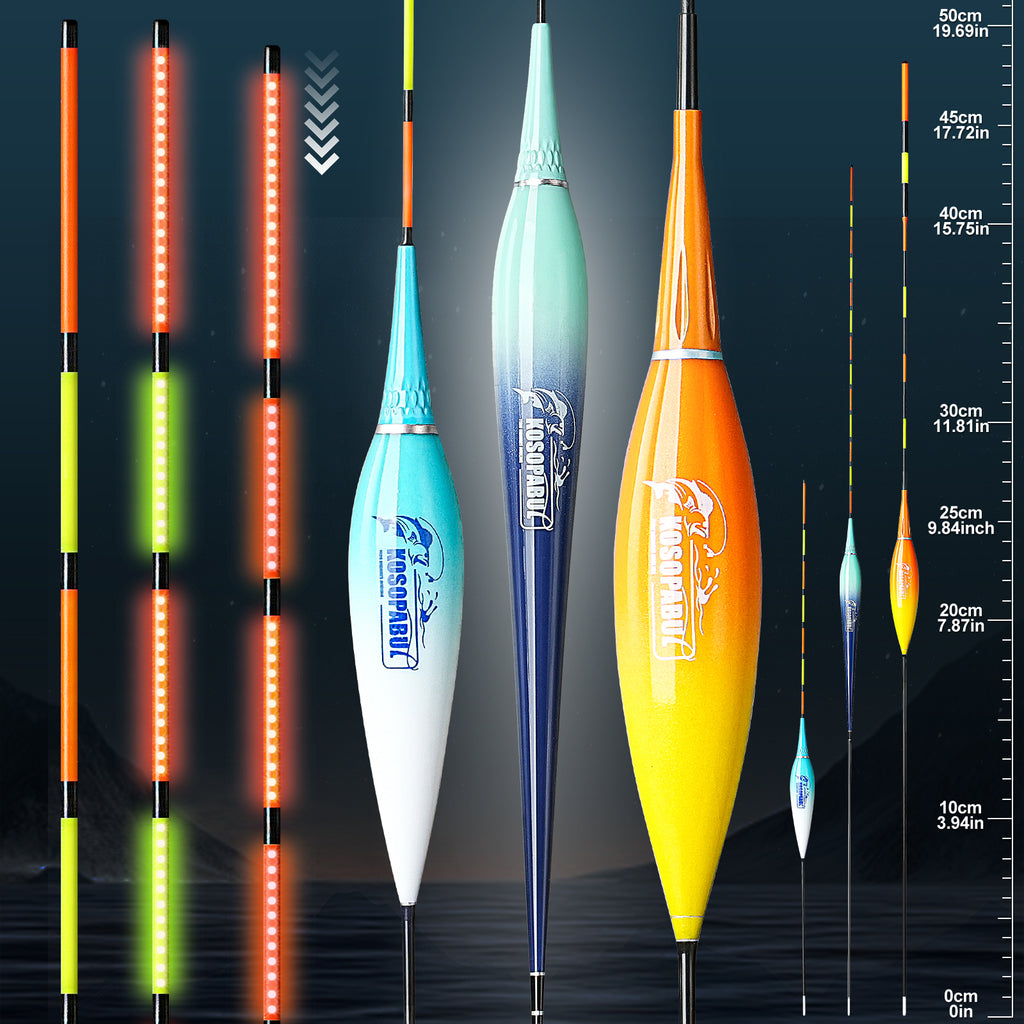 Kosopabul Multi-Scenes Moving Water Vertical Gravity Sensing LED Fishing Float Kit (Beginner Friendly Set)