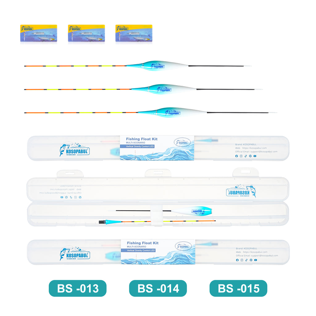 Kosopabul Shallow & Moving Water(0.8-1.5 meters) Vertical Gravity Sensing LED Fishing Float Kit