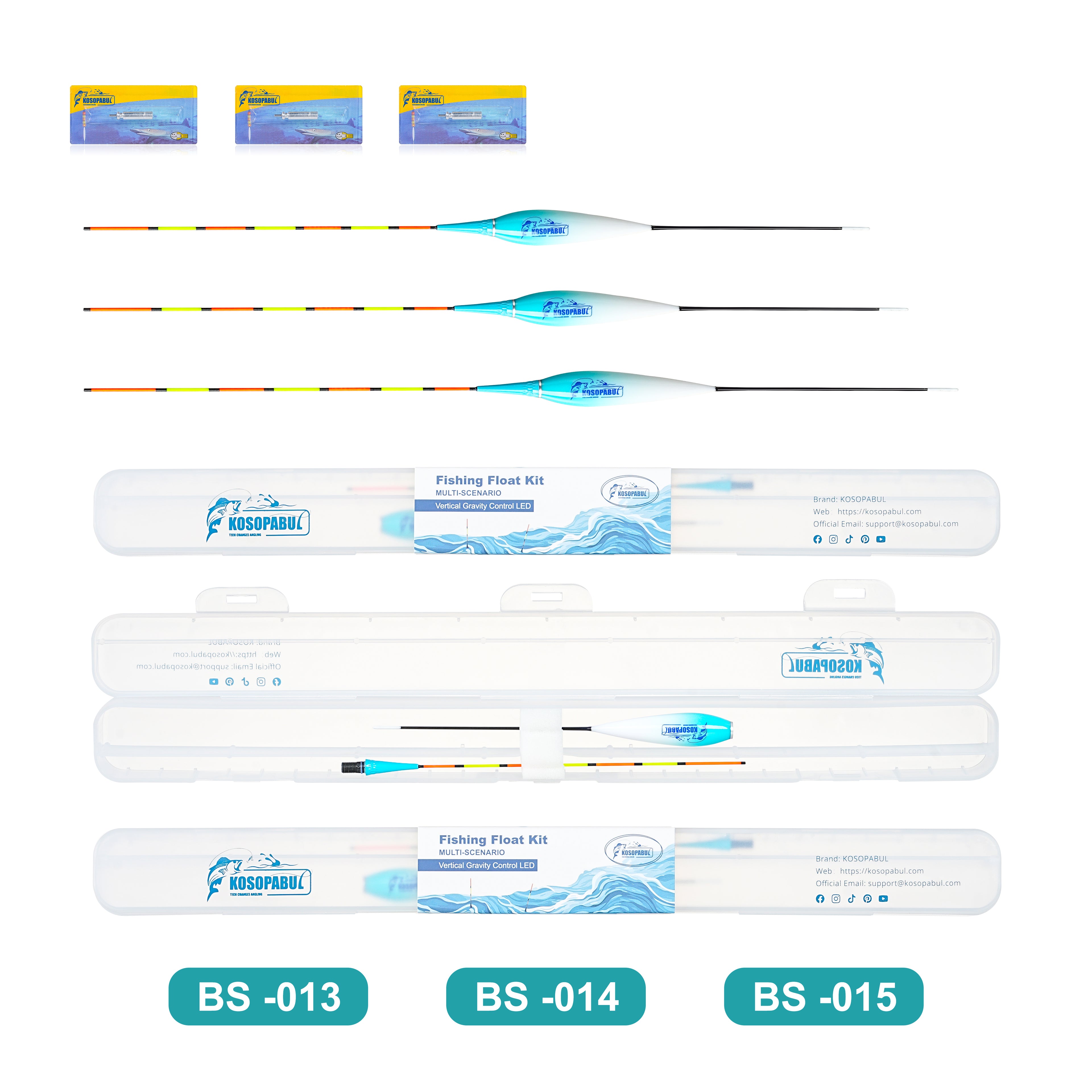 Kosopabul Shallow & Moving Water(0.8-1.5 meters) Vertical Gravity Sensing LED Fishing Float Kit