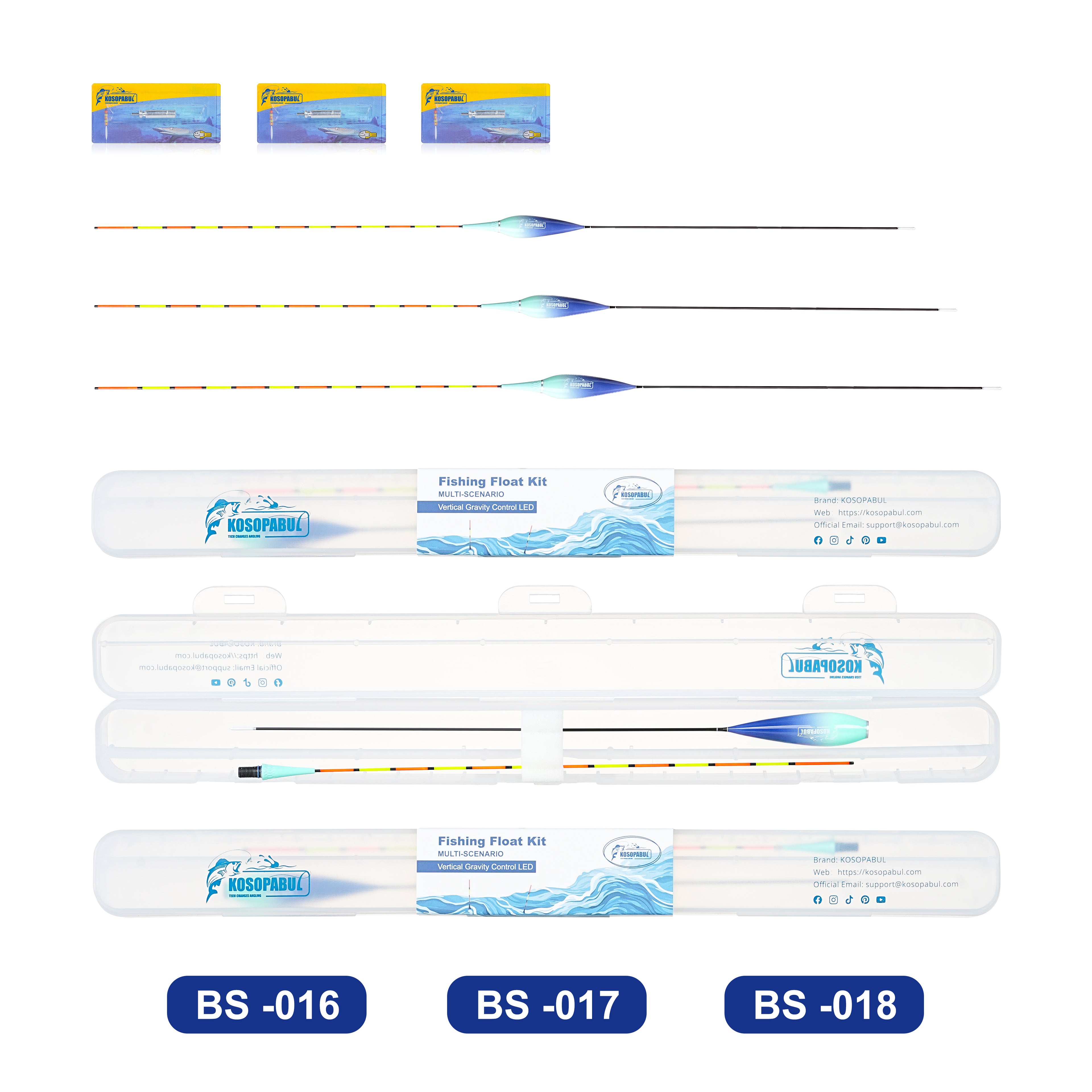 Kosopabul Shallow & Still Water(1-3 meters) Vertical Gravity Sensing LED Fishing Float Kit