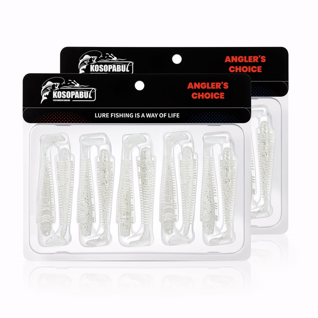 Kosopabul Paddle Tail Swimbaits – 10PCS Lifelike Soft Silicone Fishing Lures
