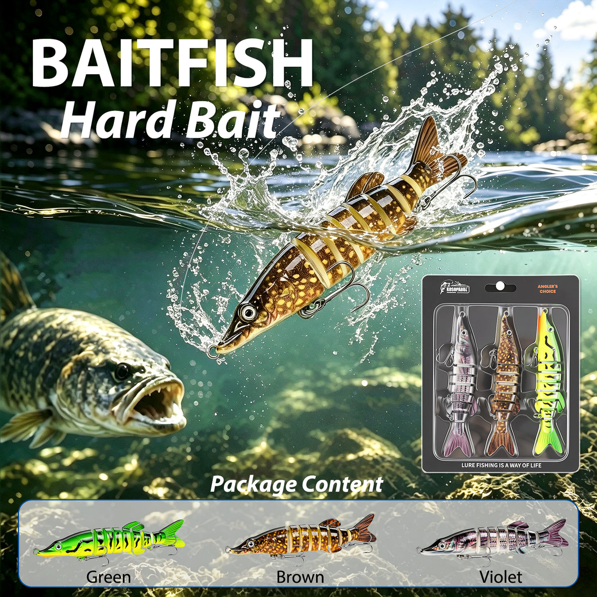 Kosopabul Multi-Jointed Swimbait – Realistic Slow-Sinking Lure for Bass & Pike