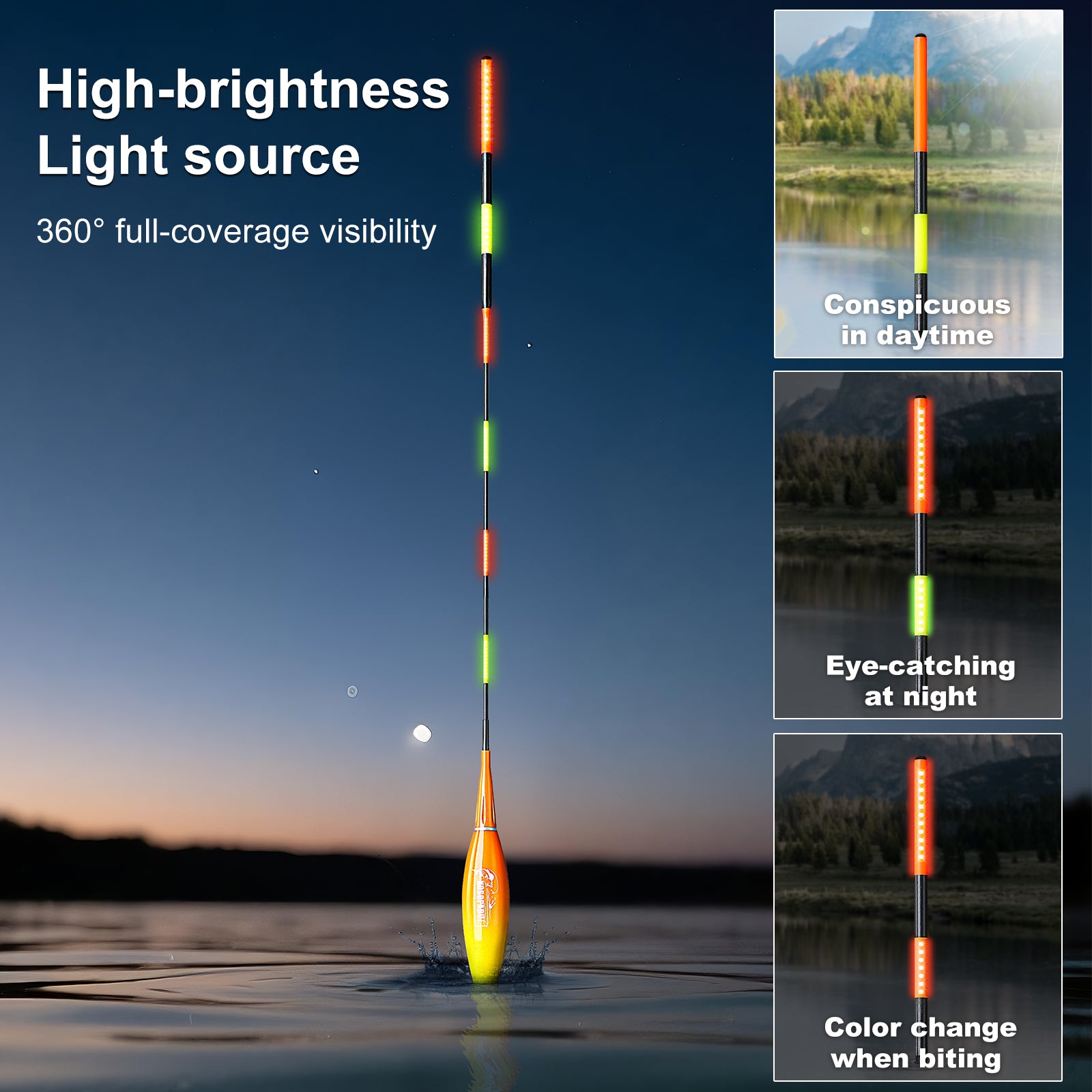 Kosopabul Multi-Scenes Moving Water Vertical Gravity Sensing LED Fishing Float Kit (Beginner Friendly Set)