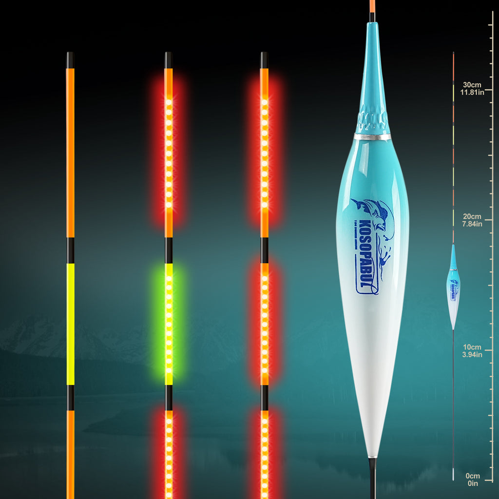 Kosopabul Shallow & Still Water(0.8-1.5 meters) Vertical Gravity Sensing LED Fishing Float Kit