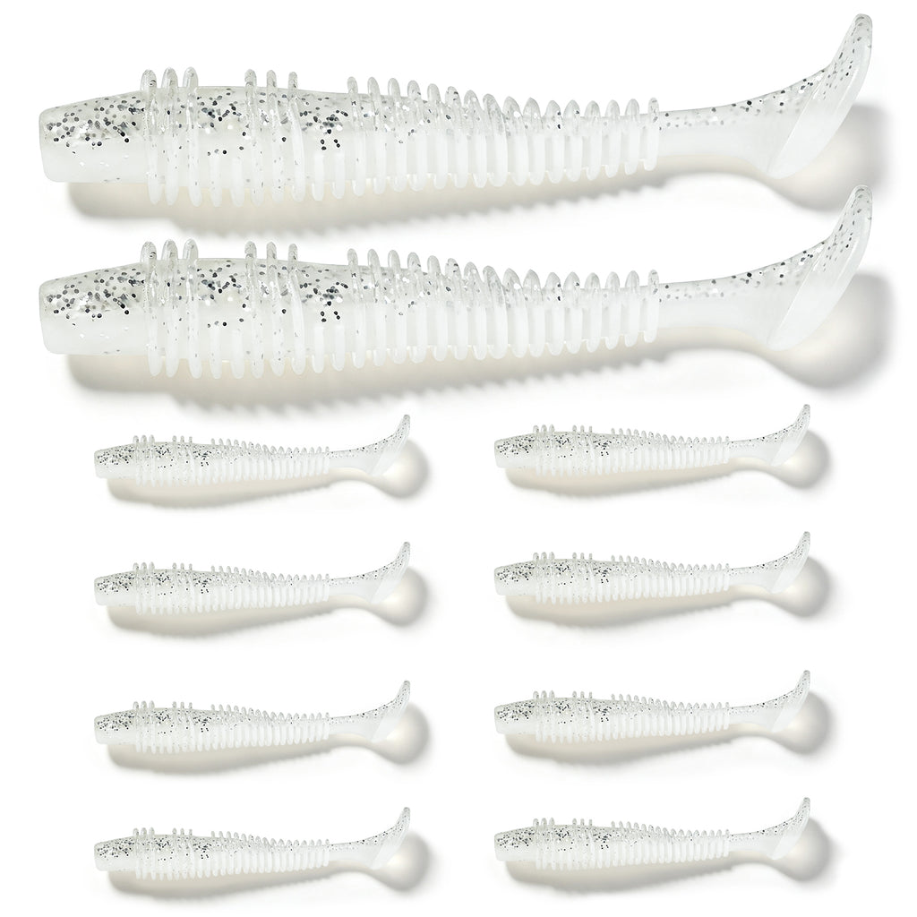 Kosopabul Paddle Tail Swimbaits – 10PCS Lifelike Soft Silicone Fishing Lures