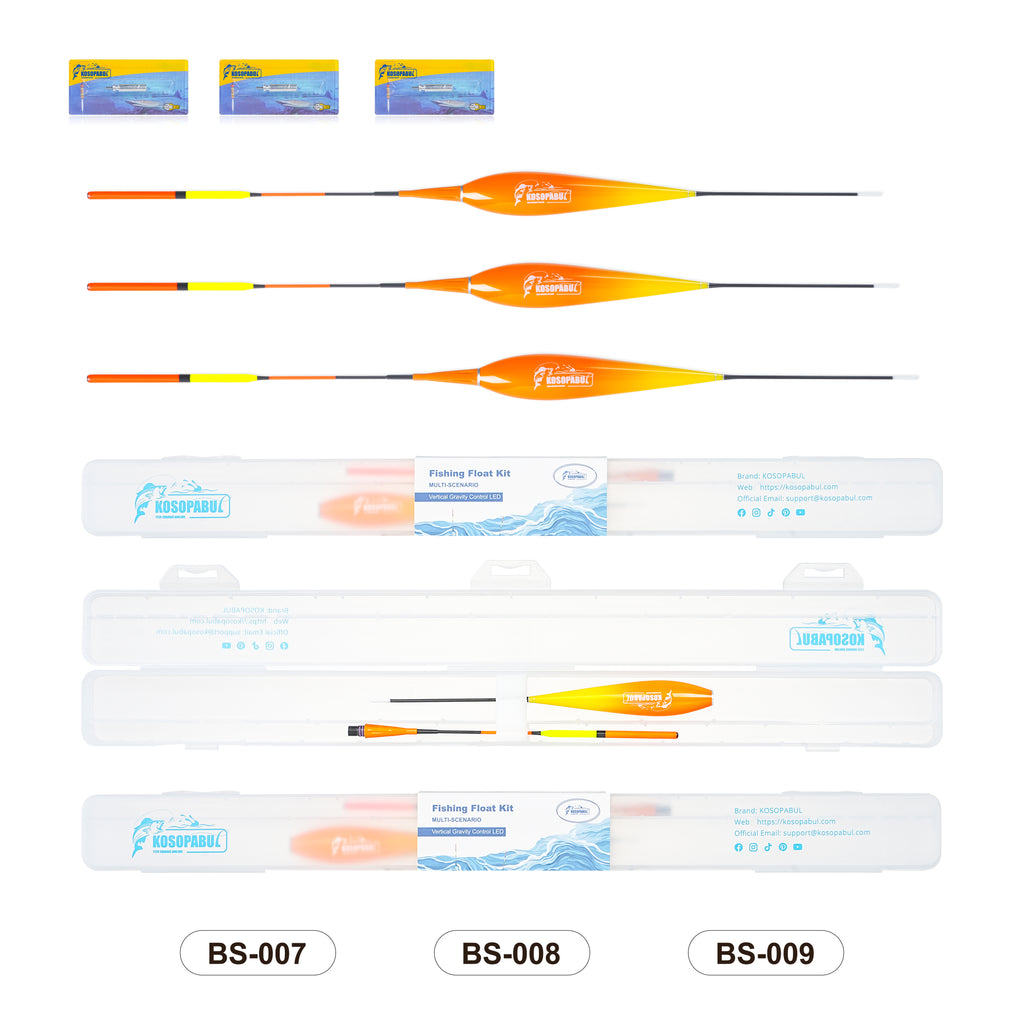 Kosopabul Deep Stillwater(5-12 meters) Vertical Gravity Sensing LED Fishing Float Kit