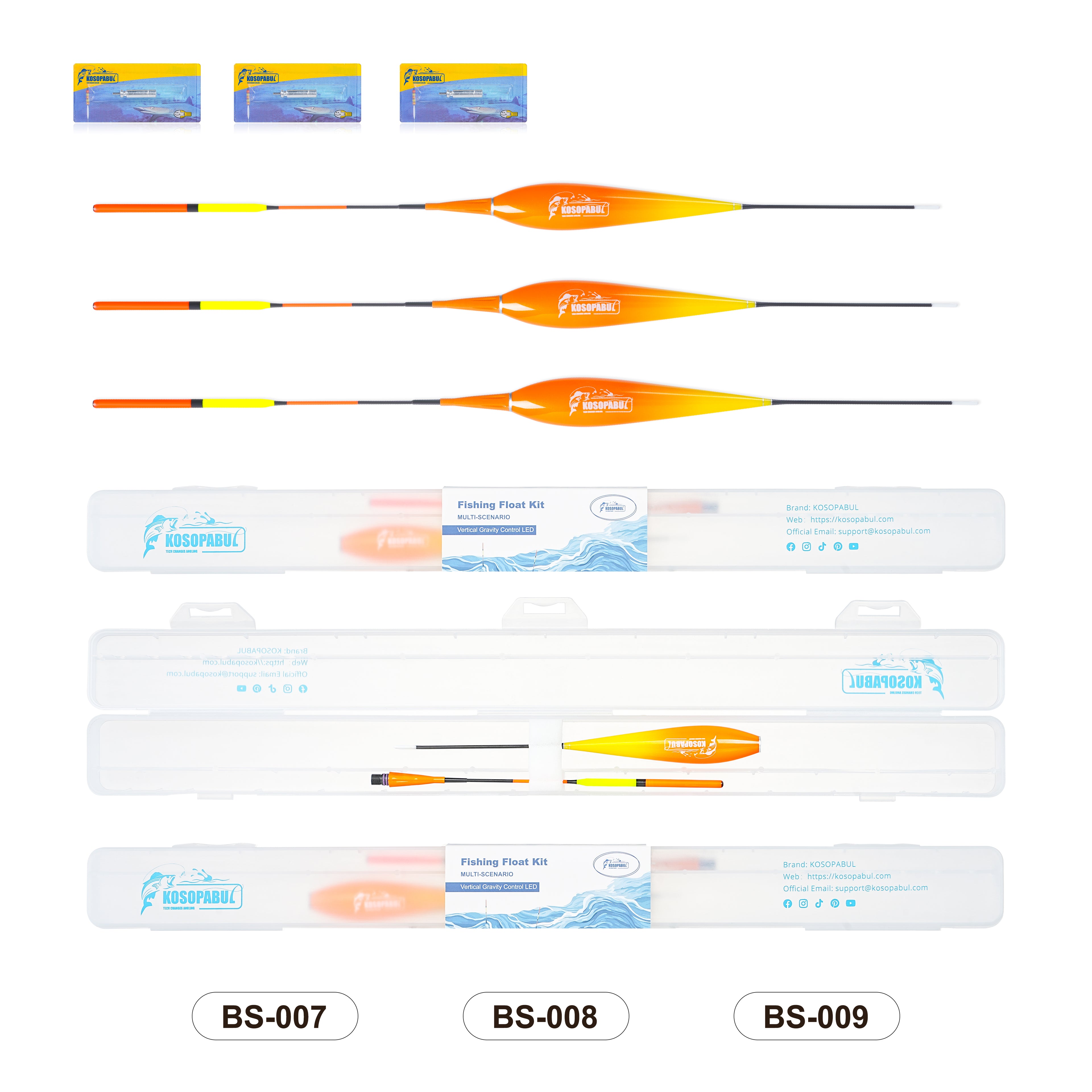 Kosopabul Deep Stillwater(5-12 meters) Vertical Gravity Sensing LED Fishing Float Kit