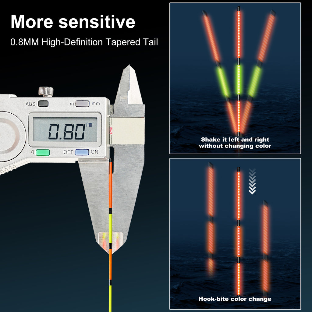 Kosopabul Shallow & Moving Water(1-3 meters) Vertical Gravity Sensing LED Fishing Float Kit