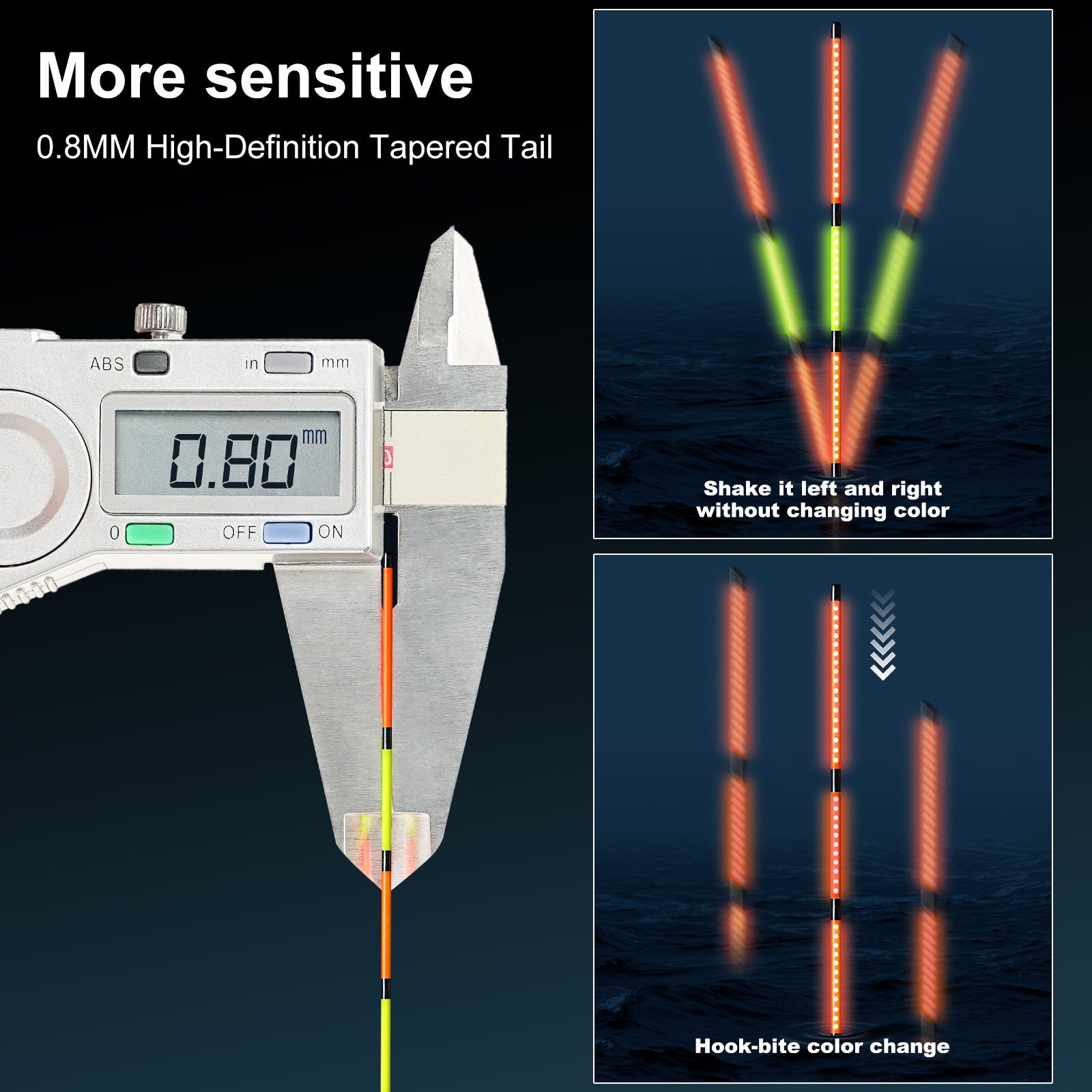 Kosopabul Shallow & Moving Water(1-3 meters) Vertical Gravity Sensing LED Fishing Float Kit