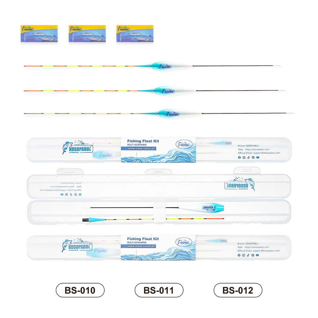 Kosopabul Shallow & Still Water(0.8-1.5 meters) Vertical Gravity Sensing LED Fishing Float Kit