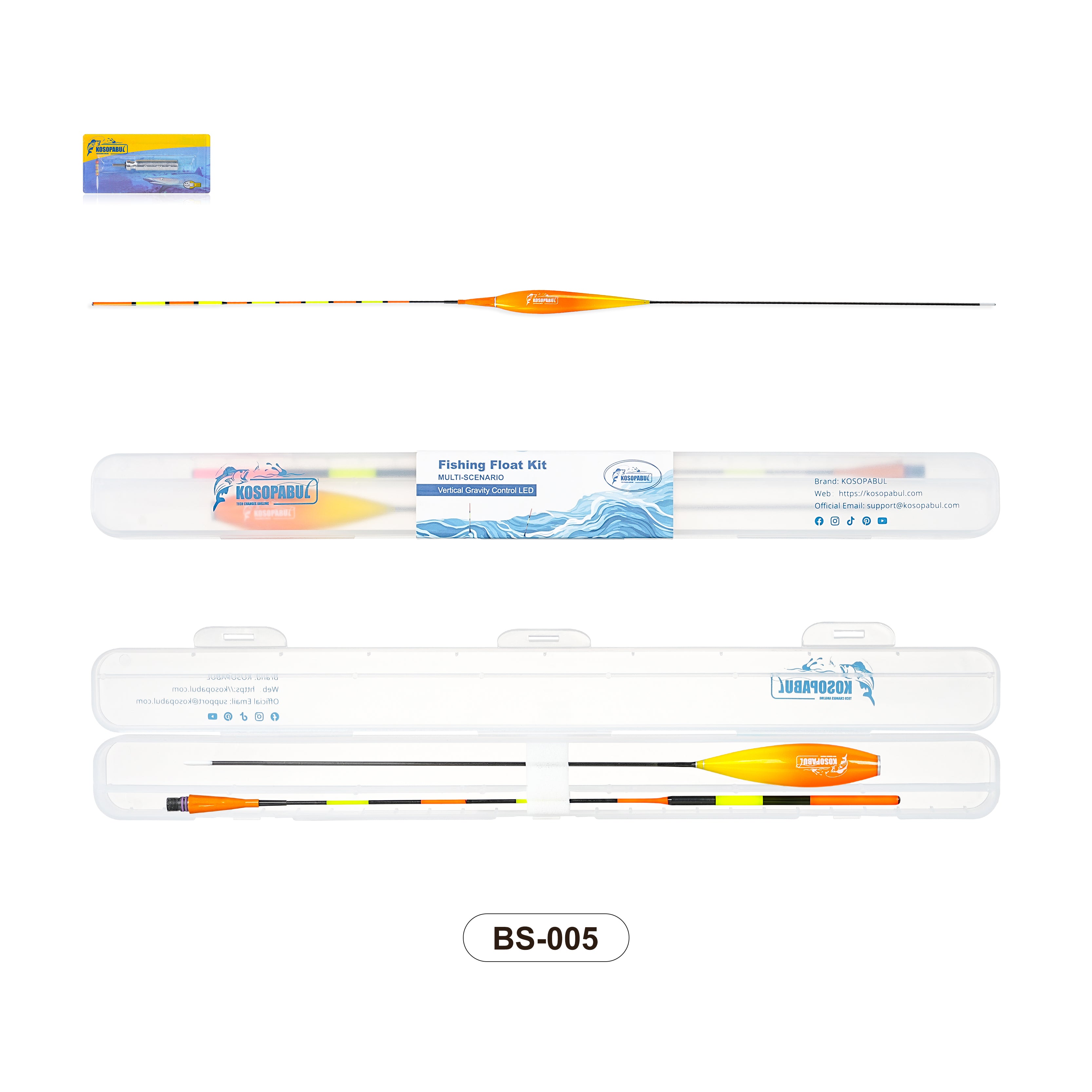 Kosopabul Multi-Scenes Stillwater Vertical Gravity Sensing LED Fishing Float Kit (Beginner Friendly Set)