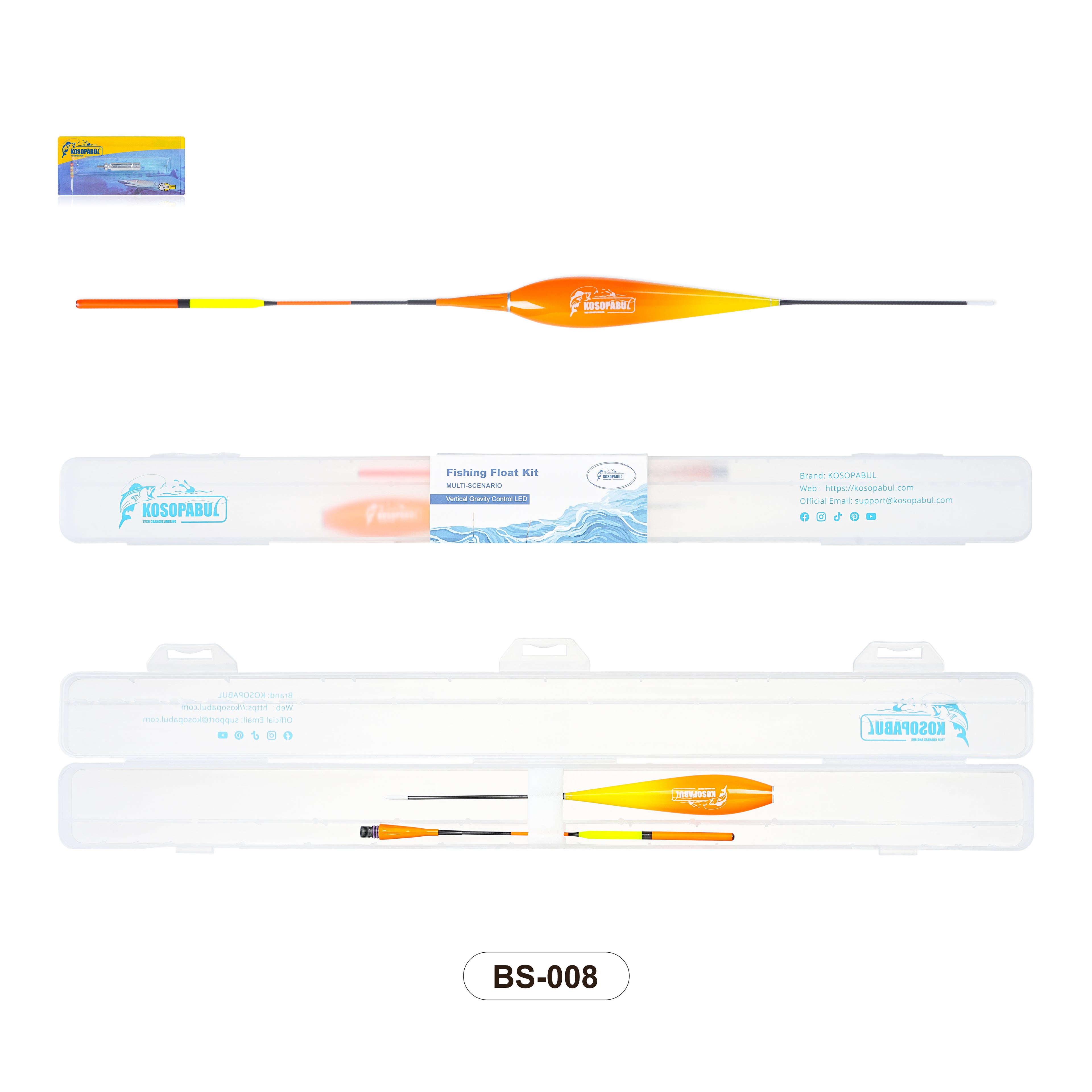 Kosopabul Deep Stillwater(5-12 meters) Vertical Gravity Sensing LED Fishing Float Kit