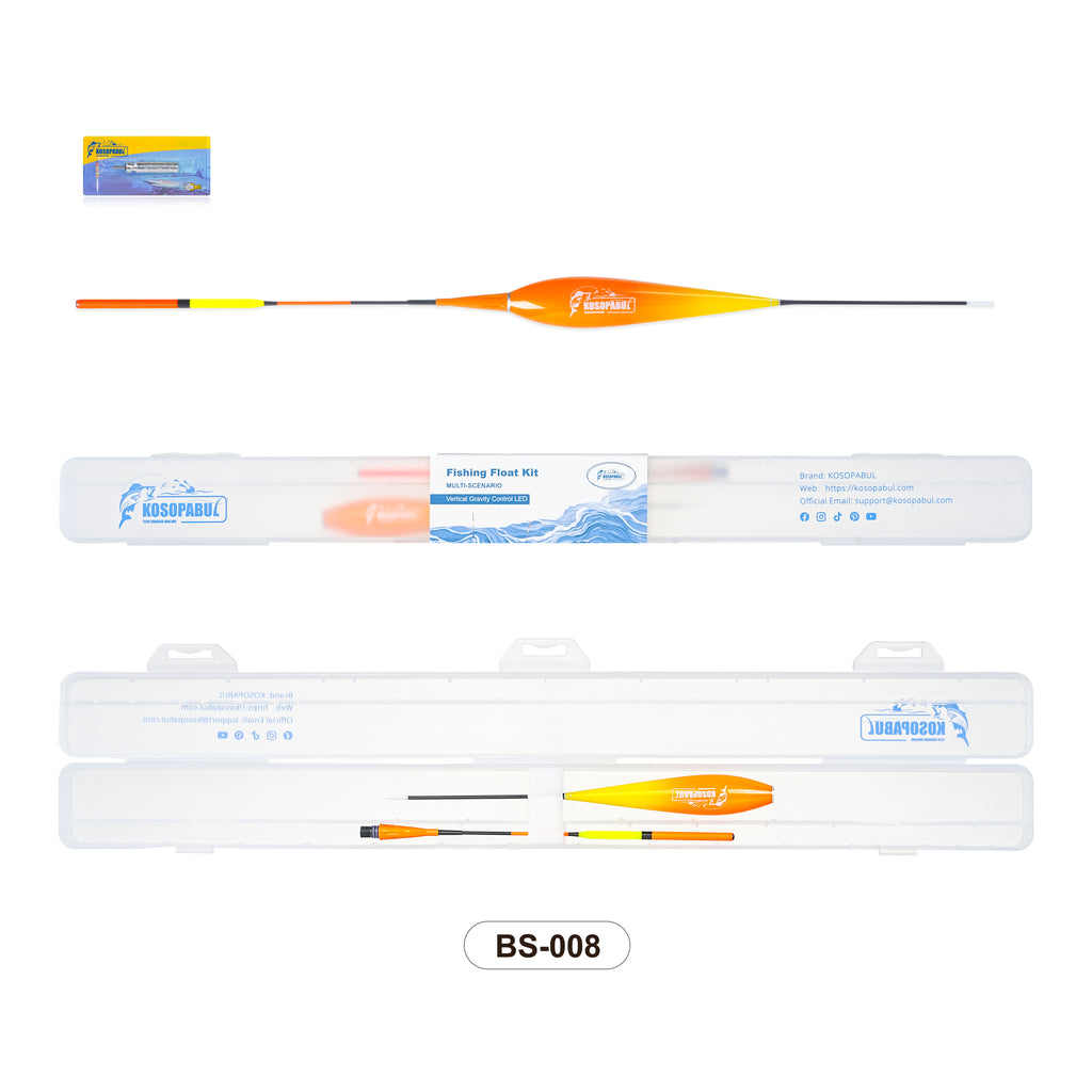 Kosopabul Multi-Scenes Stillwater Vertical Gravity Sensing LED Fishing Float Kit (Beginner Friendly Set)