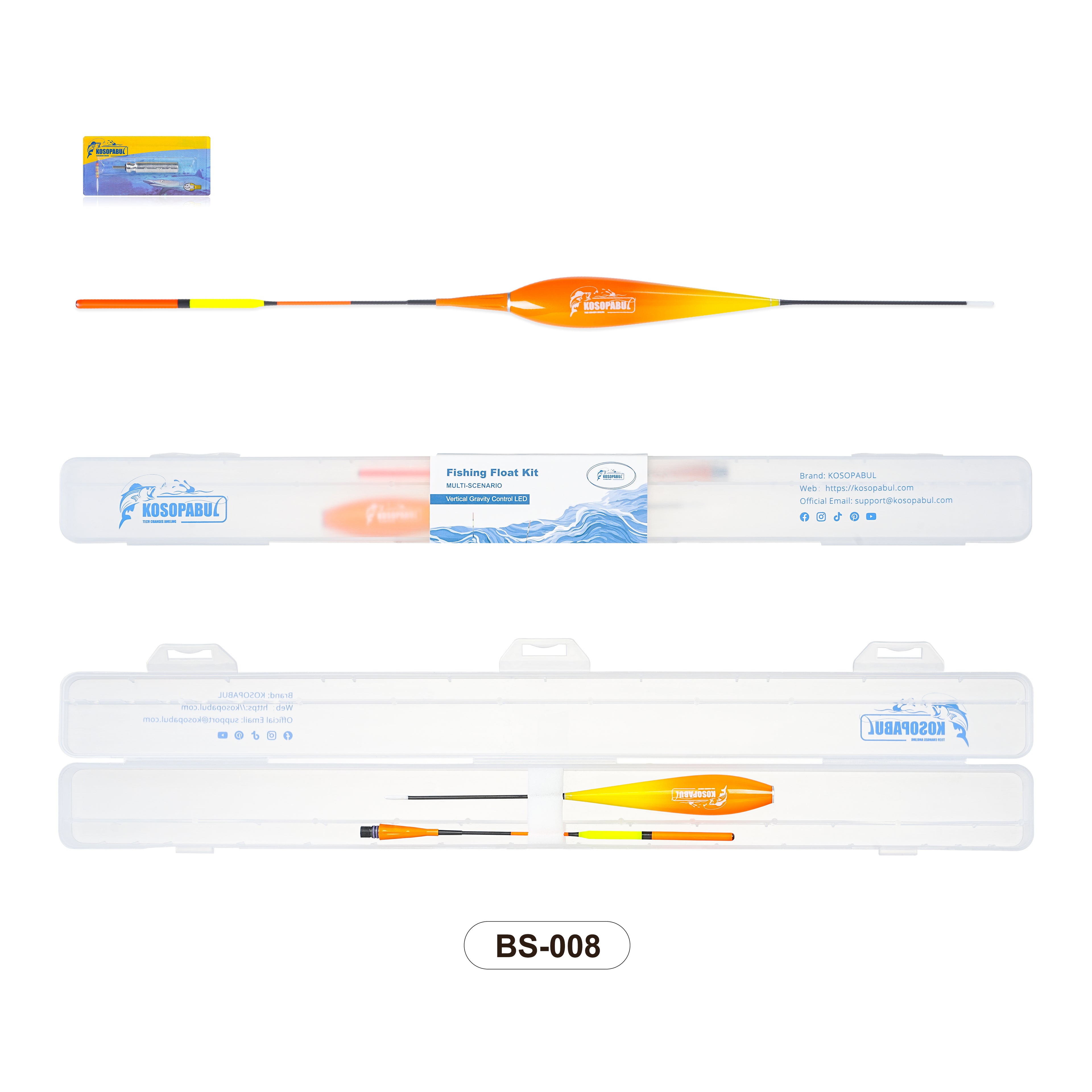 Kosopabul Multi-Scenes Stillwater Vertical Gravity Sensing LED Fishing Float Kit (Beginner Friendly Set)