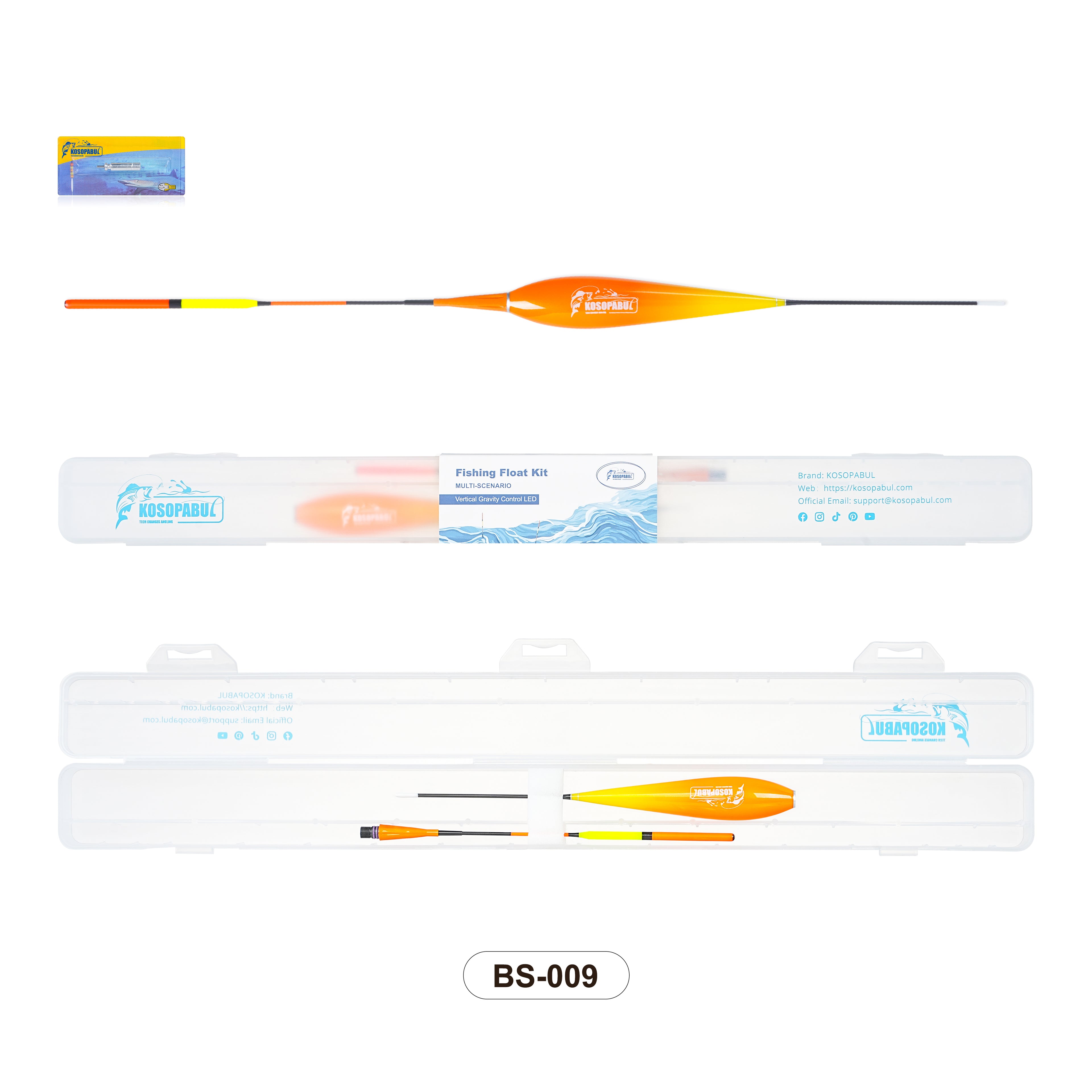 Kosopabul Deep Stillwater(5-12 meters) Vertical Gravity Sensing LED Fishing Float Kit