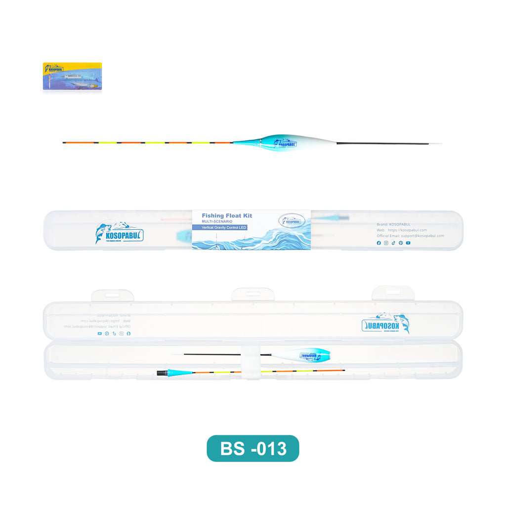 Kosopabul Shallow & Moving Water(0.8-1.5 meters) Vertical Gravity Sensing LED Fishing Float Kit