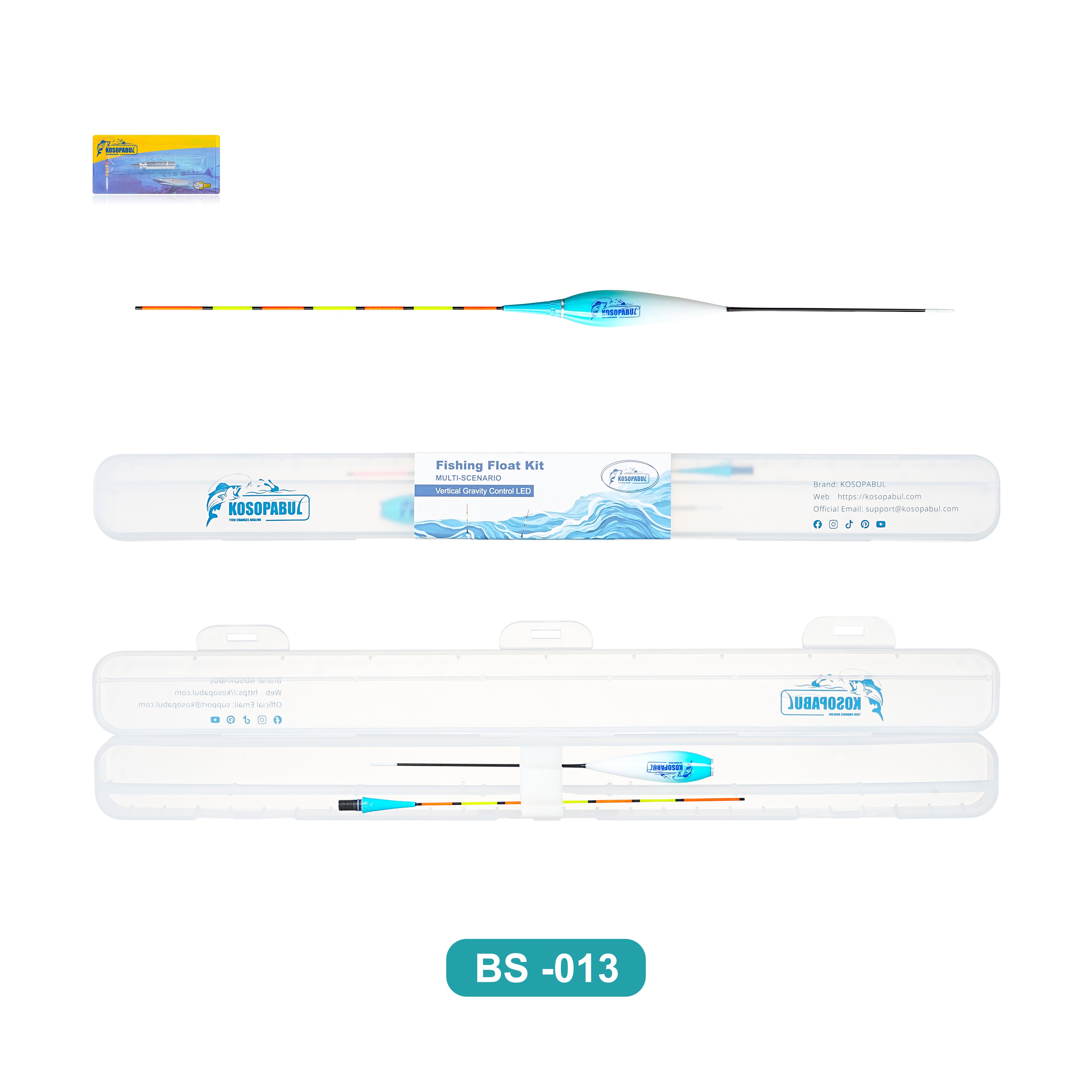 Kosopabul Shallow & Moving Water(0.8-1.5 meters) Vertical Gravity Sensing LED Fishing Float Kit