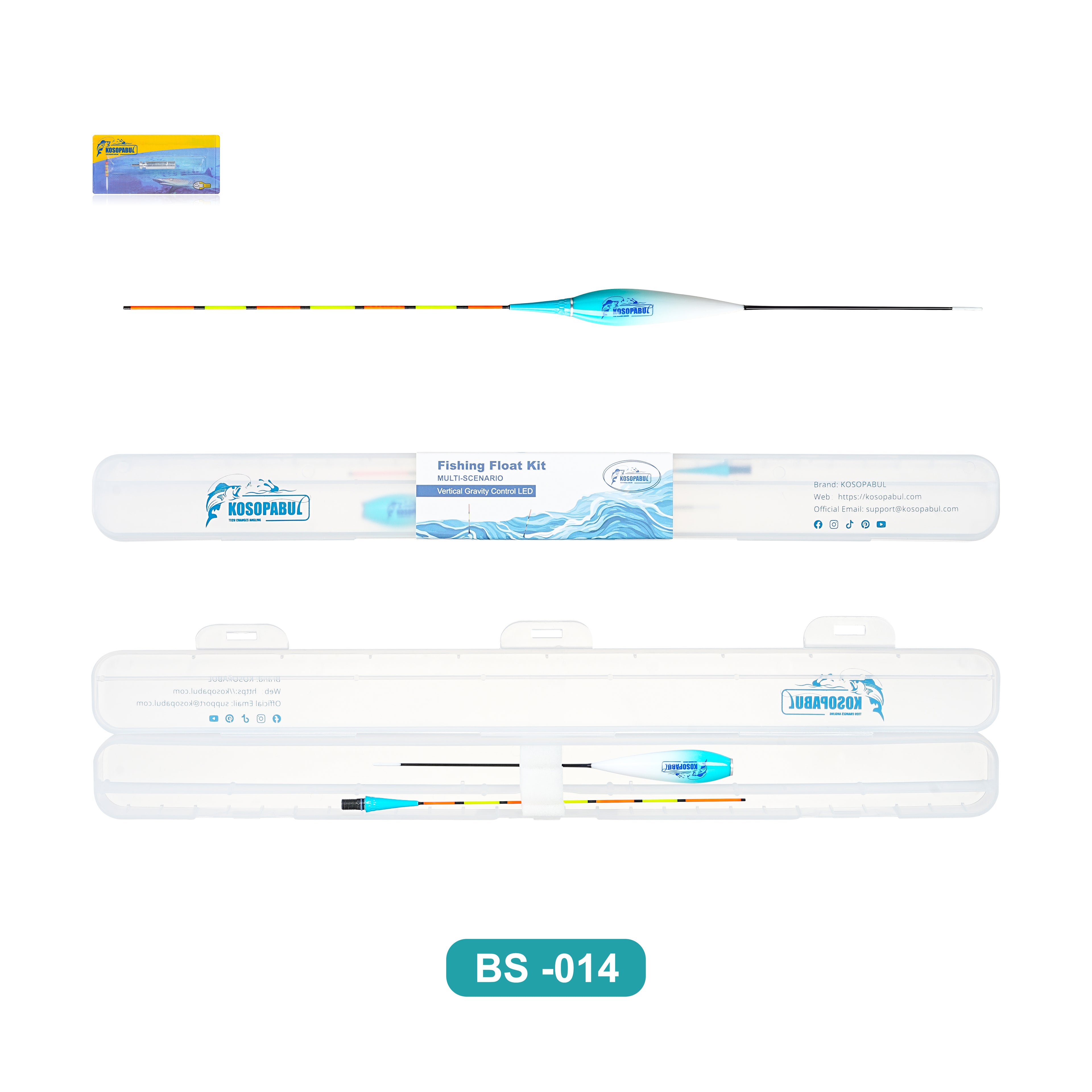 Kosopabul Shallow & Moving Water(0.8-1.5 meters) Vertical Gravity Sensing LED Fishing Float Kit