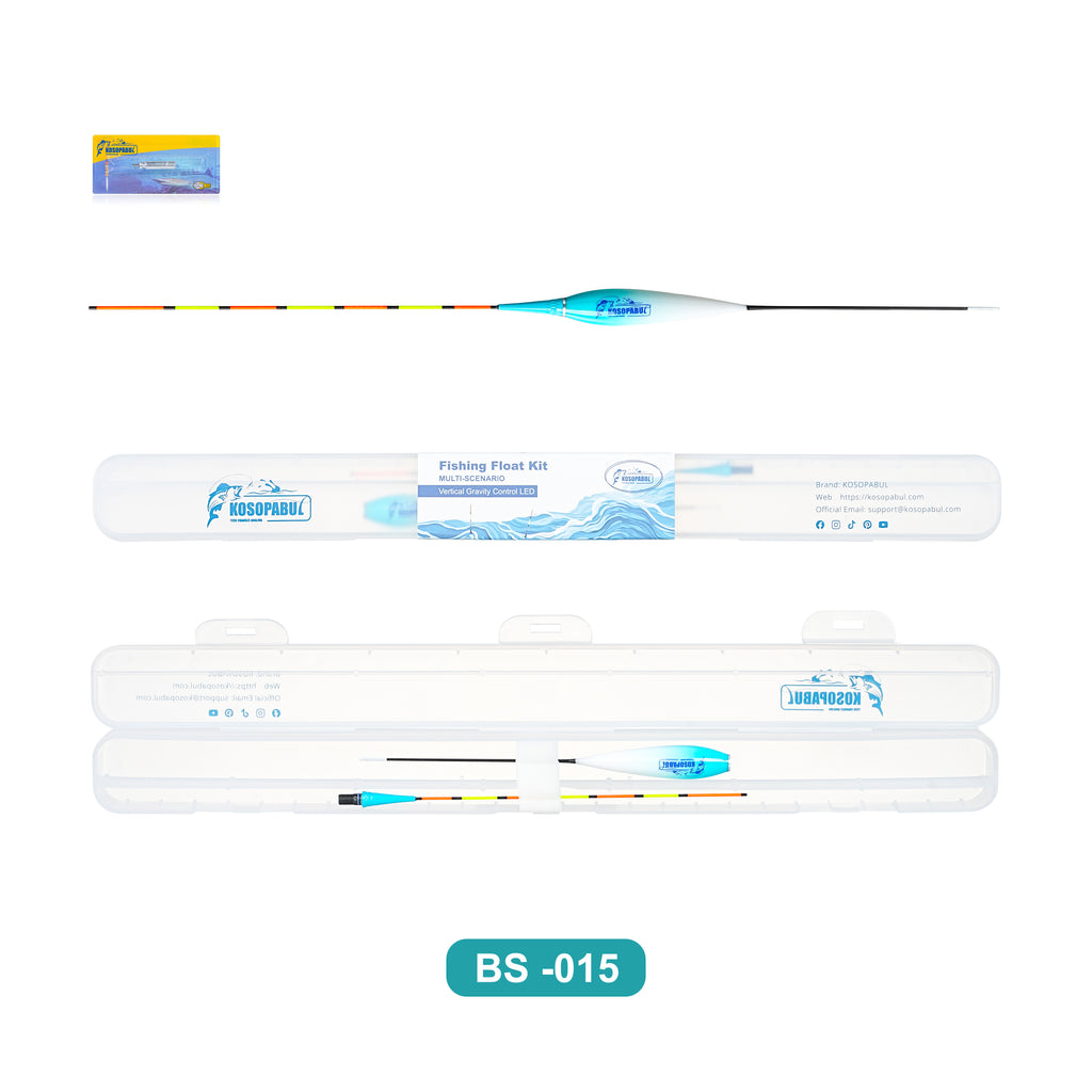 Kosopabul Shallow & Moving Water(0.8-1.5 meters) Vertical Gravity Sensing LED Fishing Float Kit