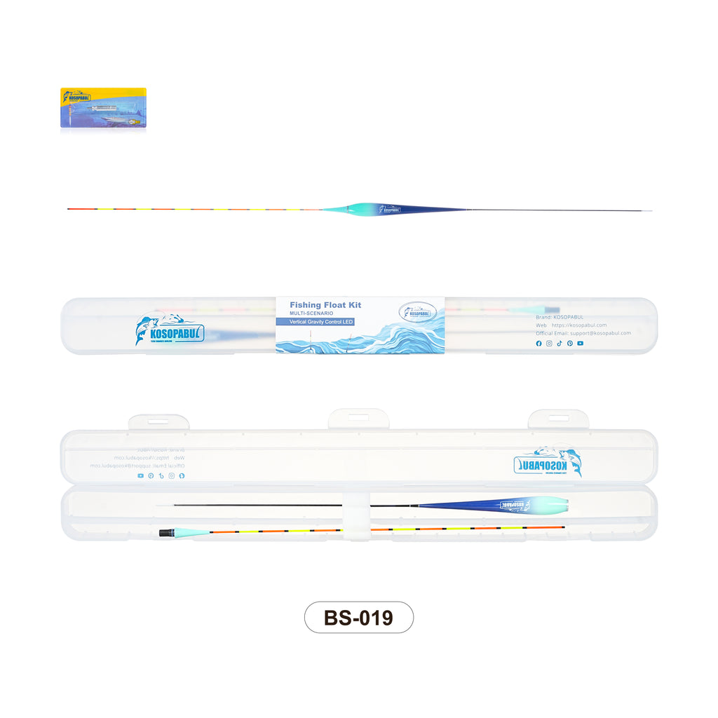 Kosopabul Shallow & Moving Water(1-3 meters) Vertical Gravity Sensing LED Fishing Float Kit