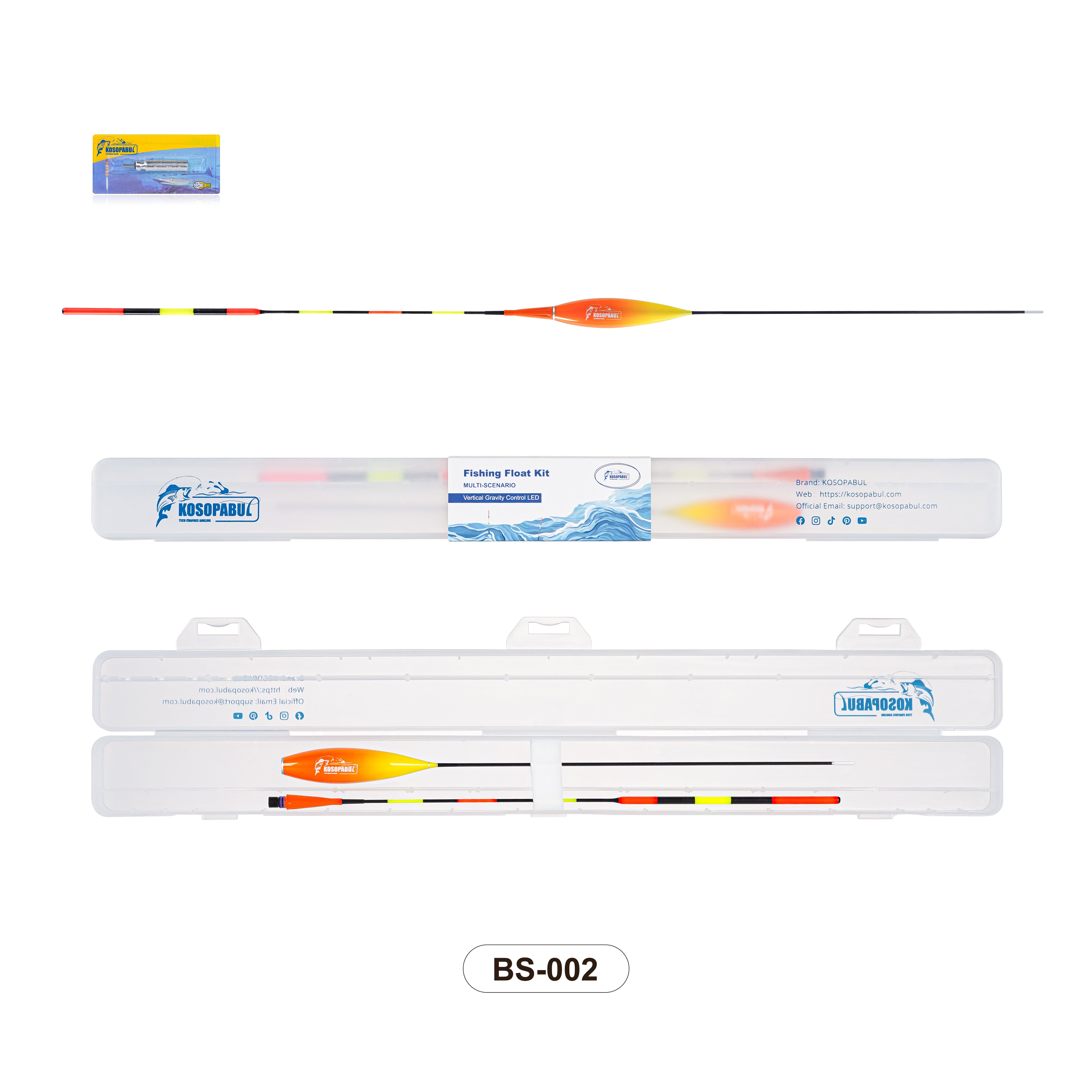 Kosopabul Deep & Moving Water(2-4 meters) Vertical Gravity Sensing LED Fishing Float Kit