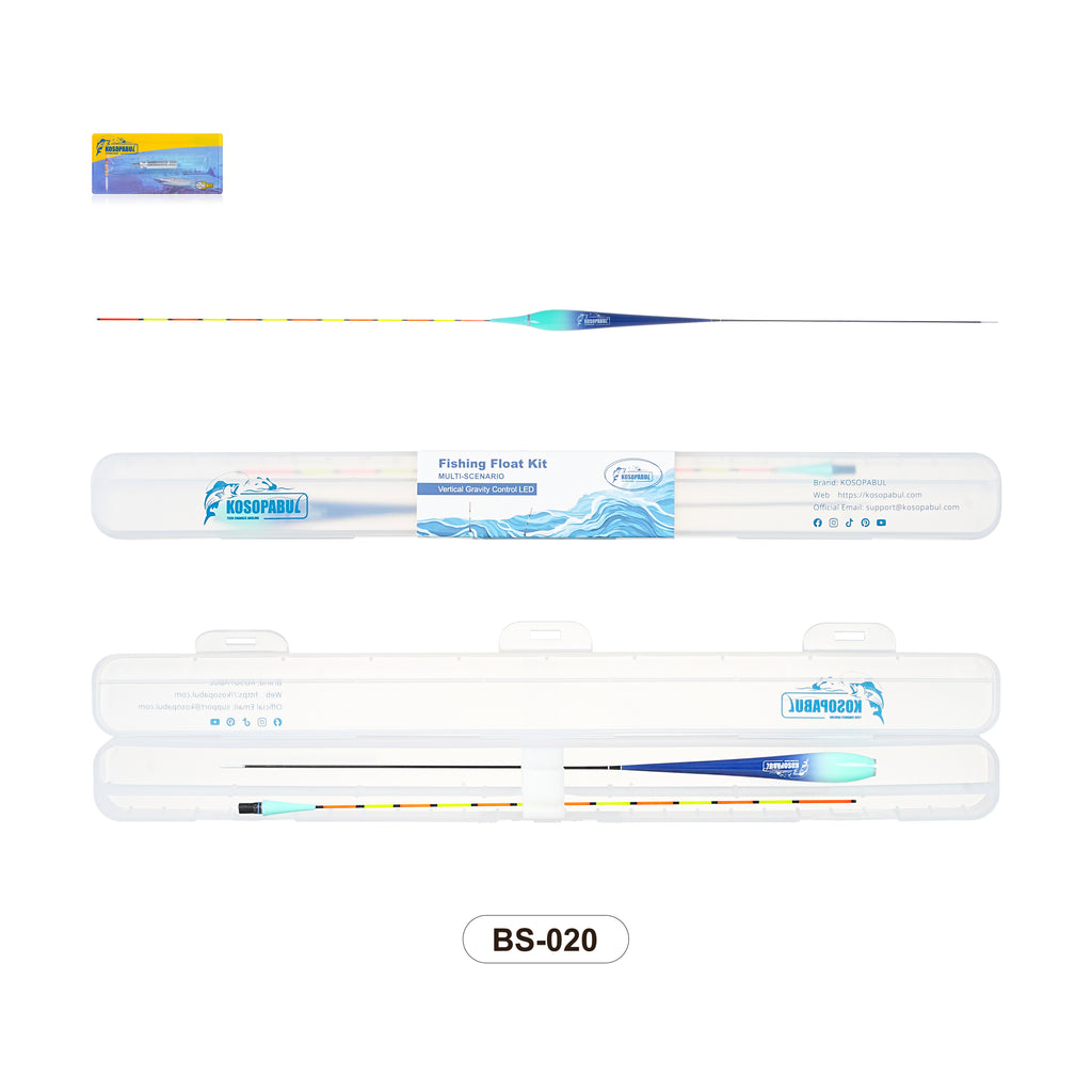 Kosopabul Shallow & Moving Water(1-3 meters) Vertical Gravity Sensing LED Fishing Float Kit