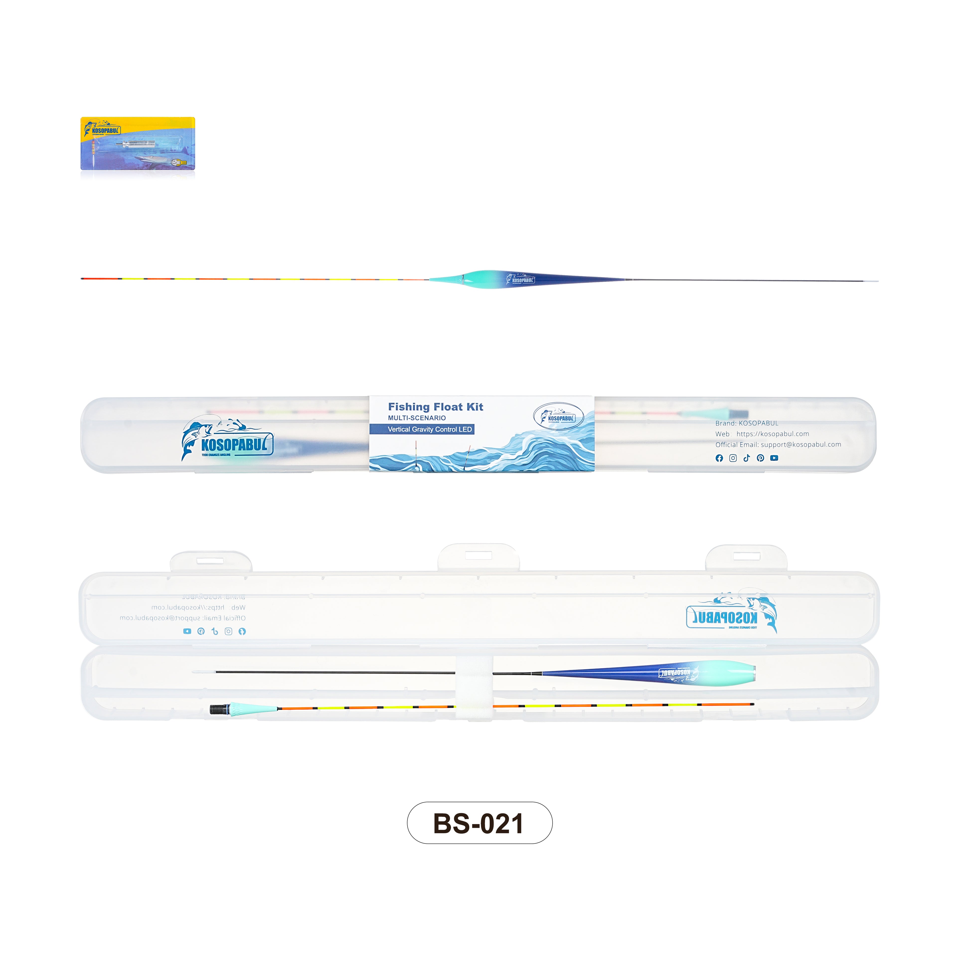 Kosopabul Shallow & Moving Water(1-3 meters) Vertical Gravity Sensing LED Fishing Float Kit