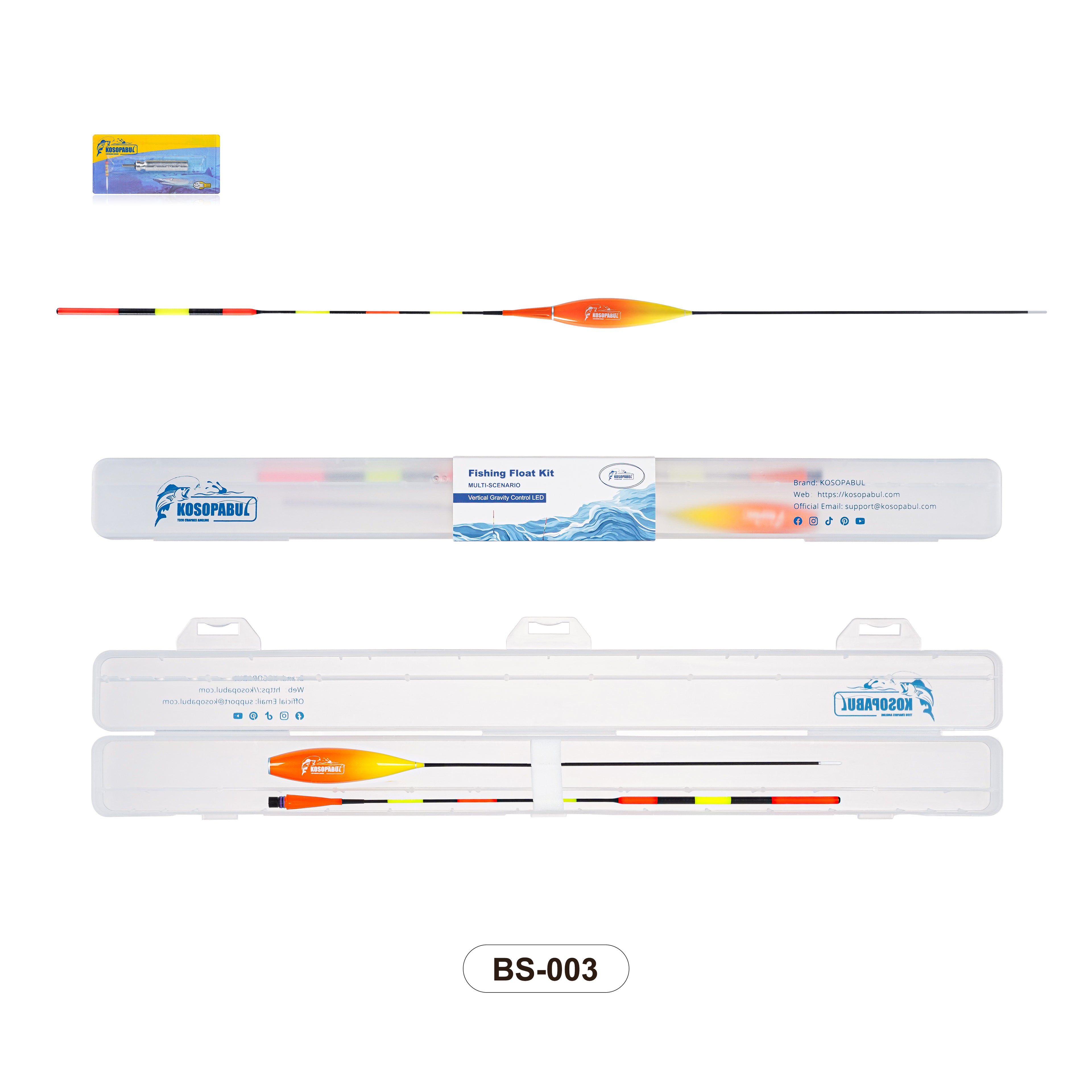 Kosopabul Deep & Moving Water(2-4 meters) Vertical Gravity Sensing LED Fishing Float Kit