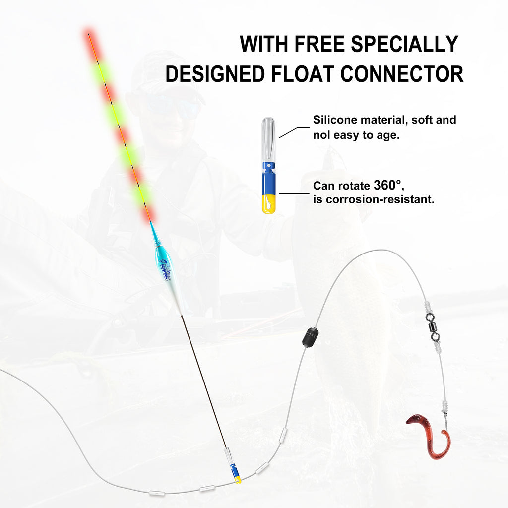 Kosopabul Shallow & Still Water(0.8-1.5 meters) Vertical Gravity Sensing LED Fishing Float Kit