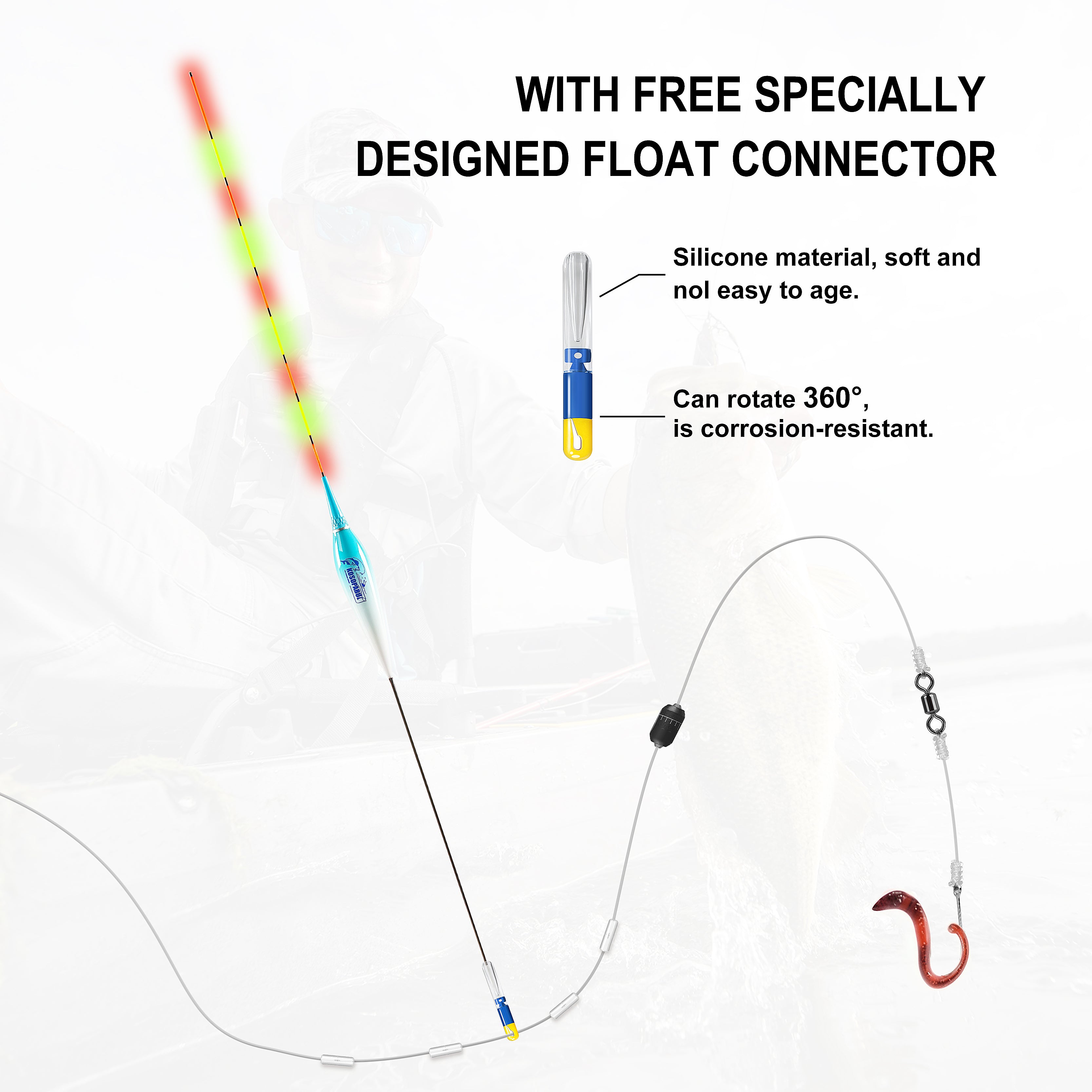 Kosopabul Shallow & Still Water(0.8-1.5 meters) Vertical Gravity Sensing LED Fishing Float Kit
