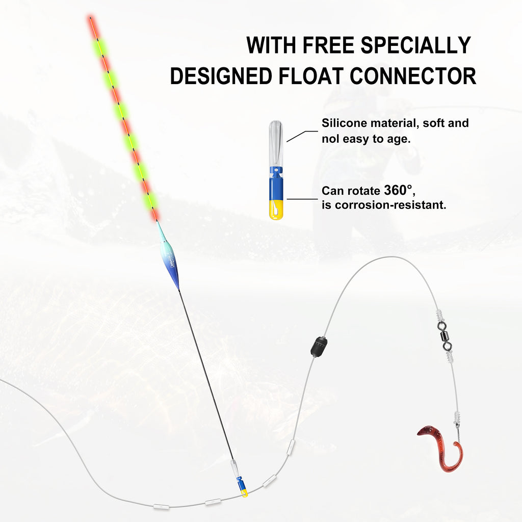 Kosopabul Shallow & Still Water(1-3 meters) Vertical Gravity Sensing LED Fishing Float Kit