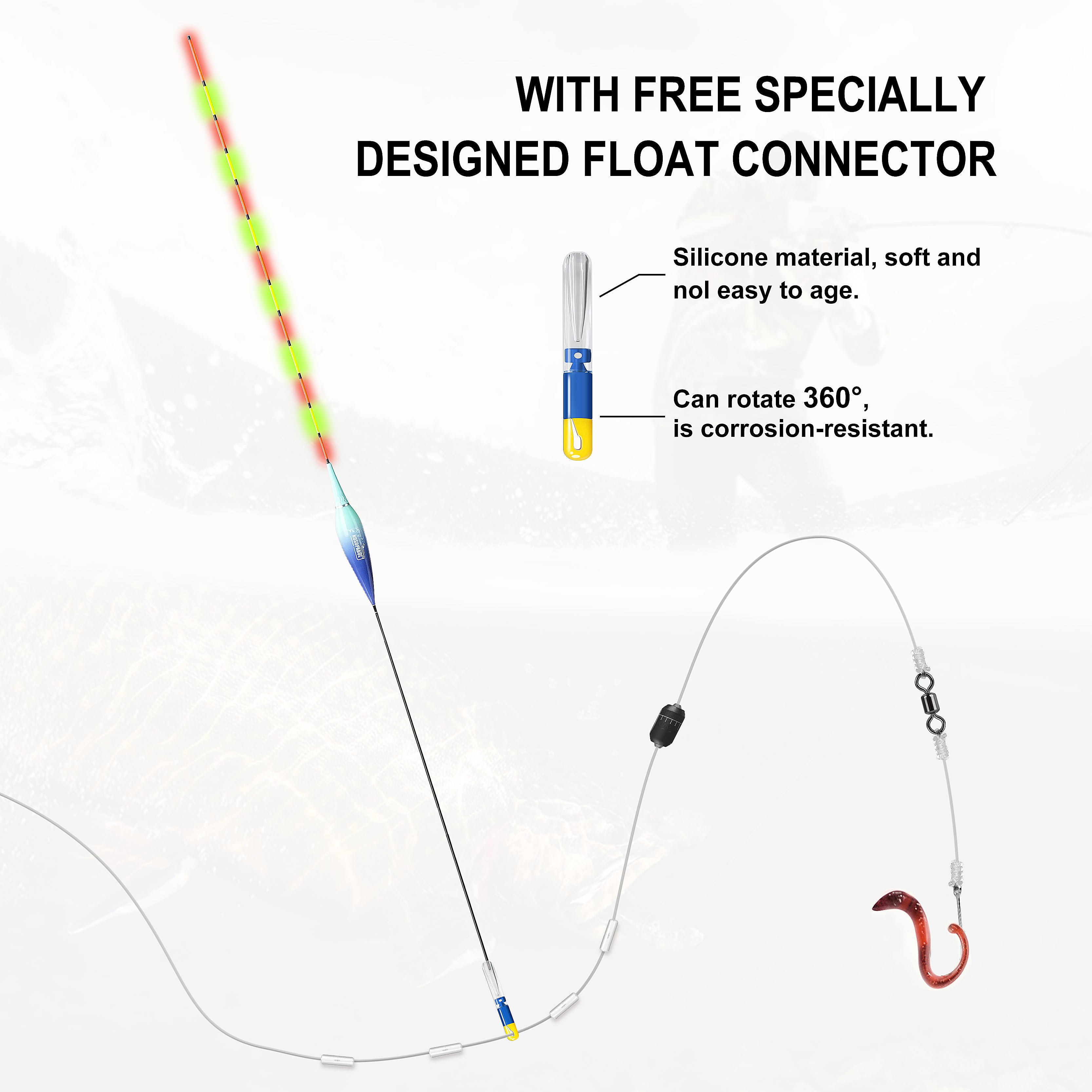 Kosopabul Shallow & Still Water(1-3 meters) Vertical Gravity Sensing LED Fishing Float Kit