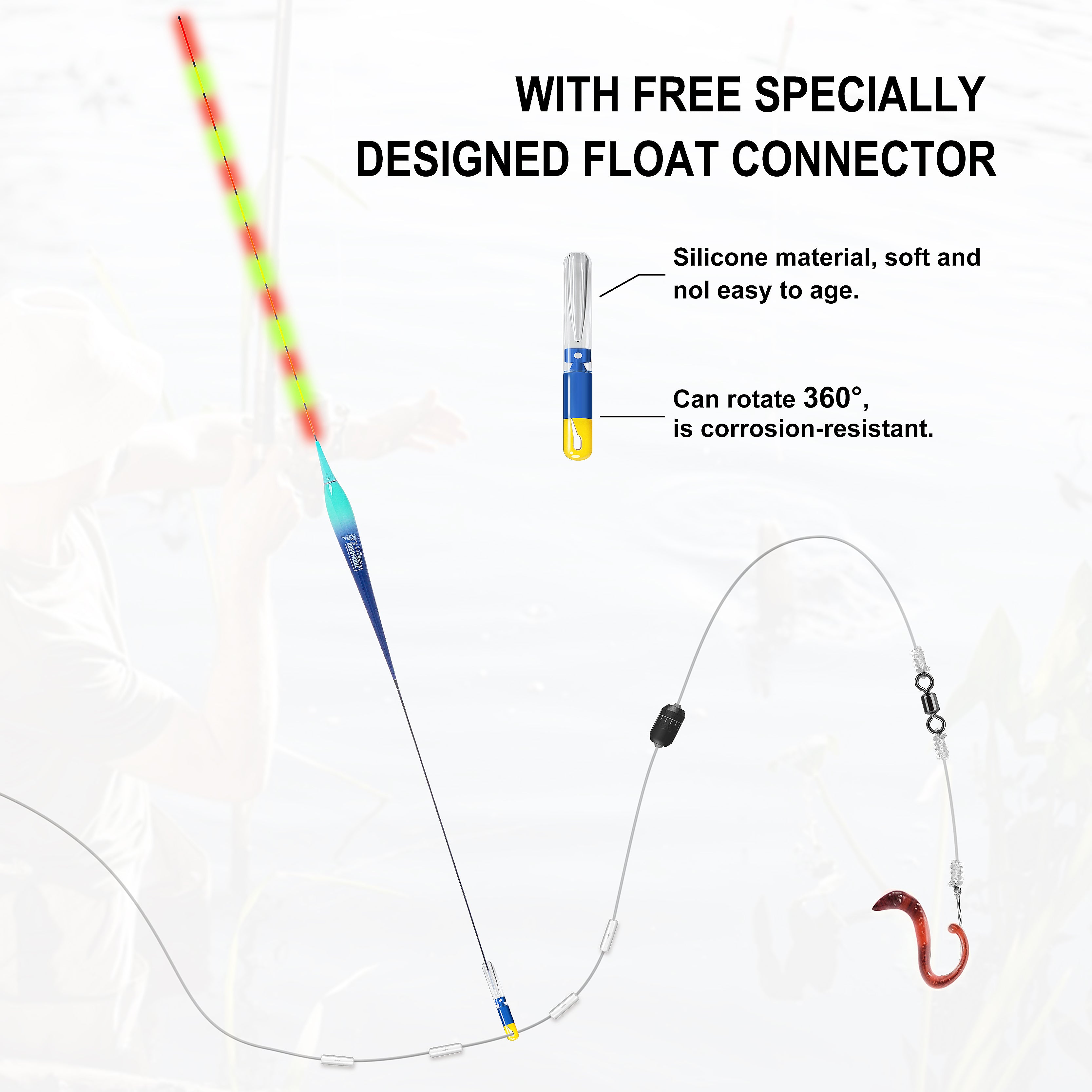 Kosopabul Shallow & Moving Water(1-3 meters) Vertical Gravity Sensing LED Fishing Float Kit
