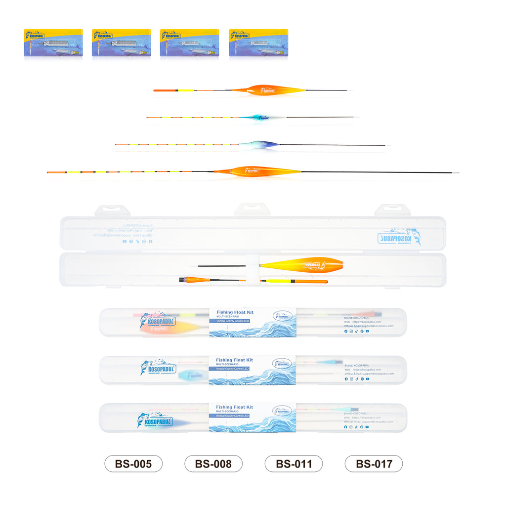 Kosopabul Multi-Scenes Stillwater Vertical Gravity Sensing LED Fishing Float Kit (Beginner Friendly Set)