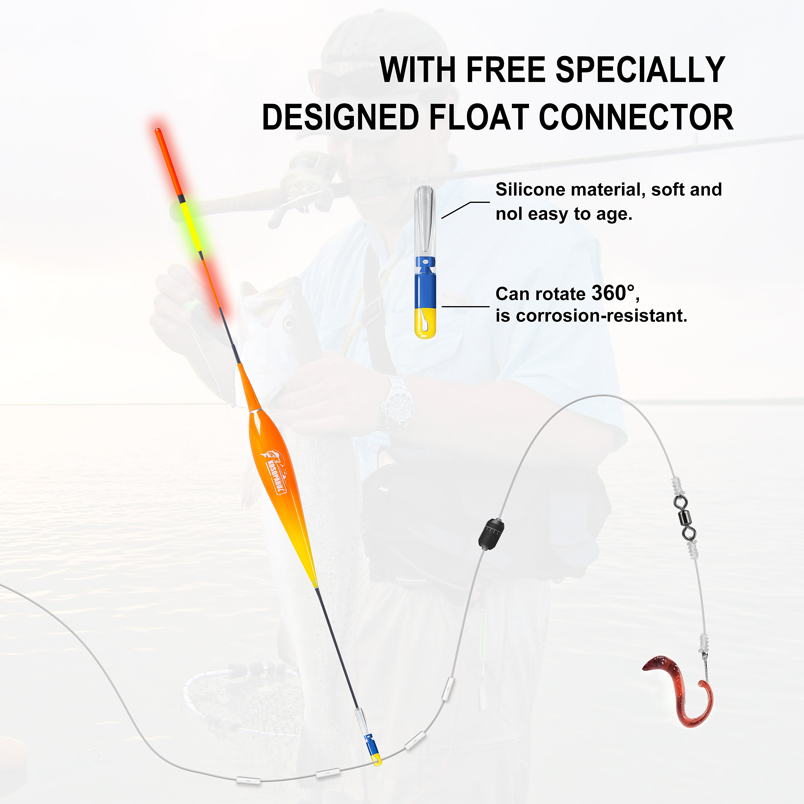 Kosopabul Deep Stillwater(5-12 meters) Vertical Gravity Sensing LED Fishing Float Kit