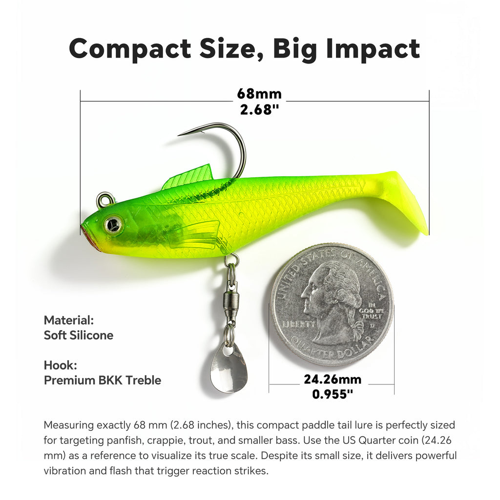 Kosopabul Shadtail Soft Swimbaits – Pre-Rigged with BKK Hooks for Bass, Trout & Crappie